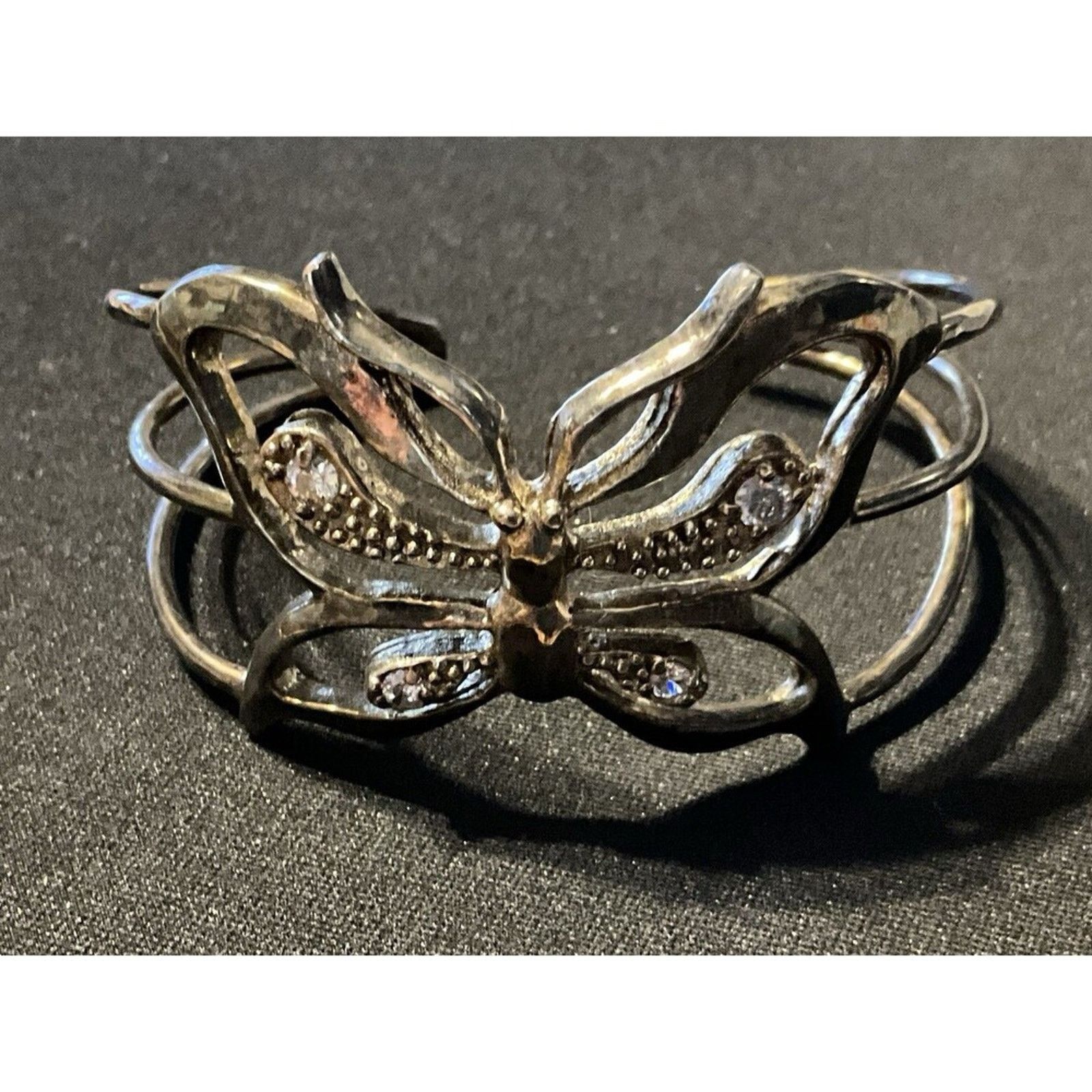 Other 6.5in Butterfly & Rhinestone Cuff Bracelet Size ONE SIZE - 1 Thumbnail