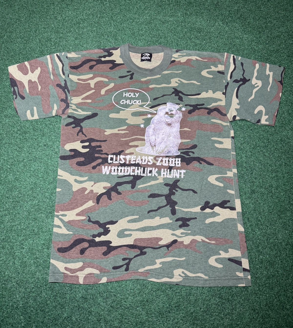 Vintage Woodchuck Hunt Vintage Camo Funny Graphic T Shirt Size US L / EU 52-54 / 3 - 1 Thumbnail