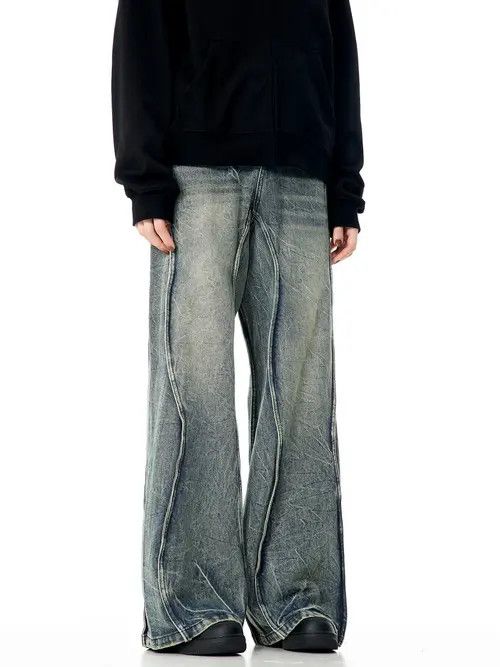 Jean Miyauchi x Miki Baggy Embroidered Wide Leg Denim Jeans Size US 30 / EU 46 - 3 Thumbnail