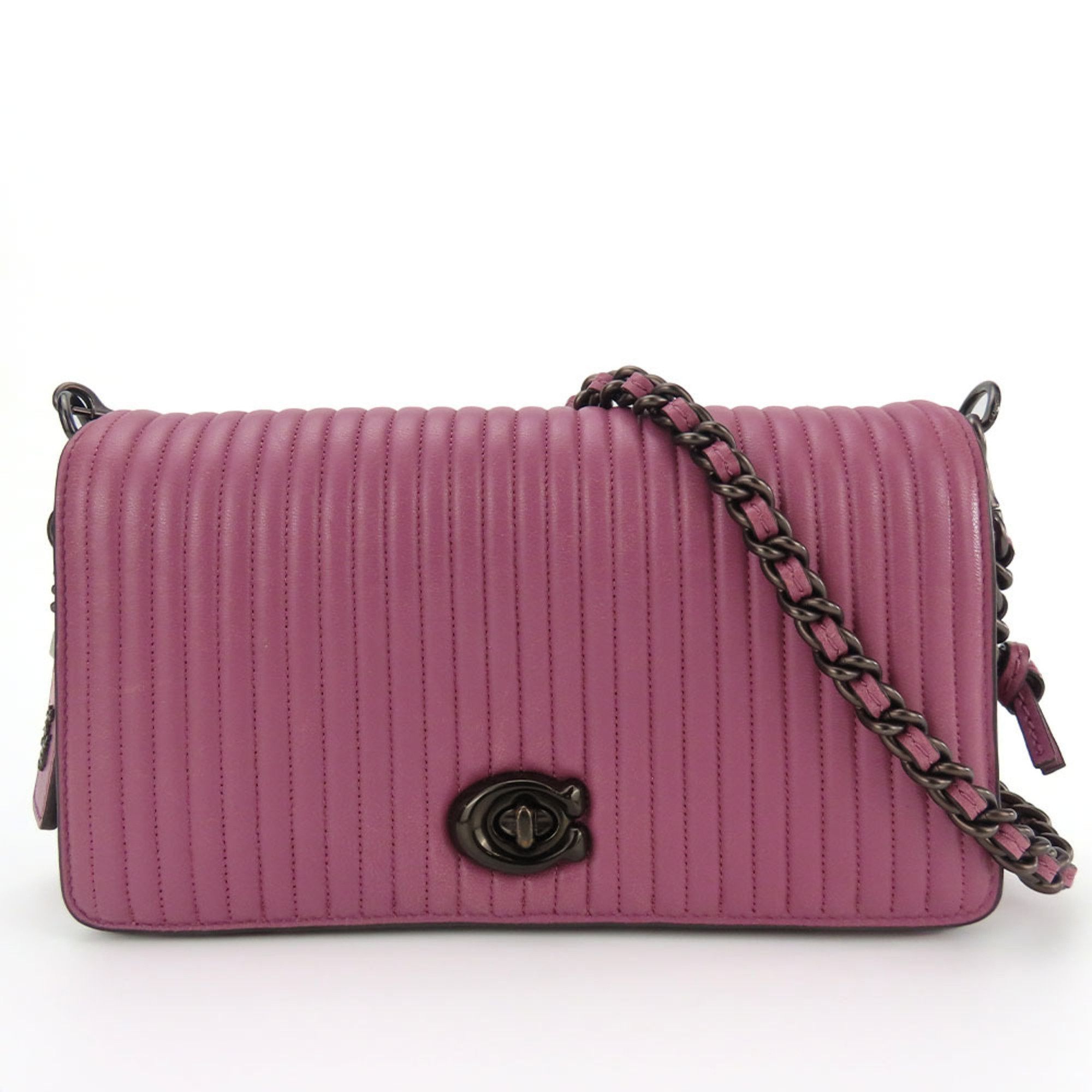 Coach Coach Shoulder Bag 22729 Leather Fuchsia Pink Purple Chain Dull Color Quilted Women s COACH Grailed