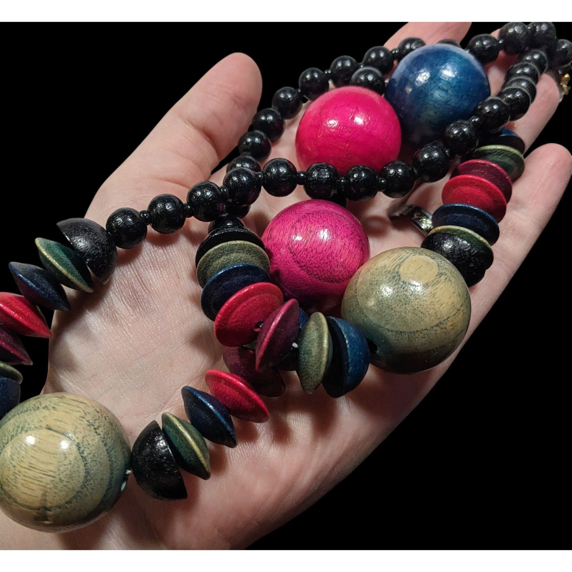 Other Vintage Rainbow Stained Wood Beaded Necklace Size ONE SIZE - 3 Thumbnail