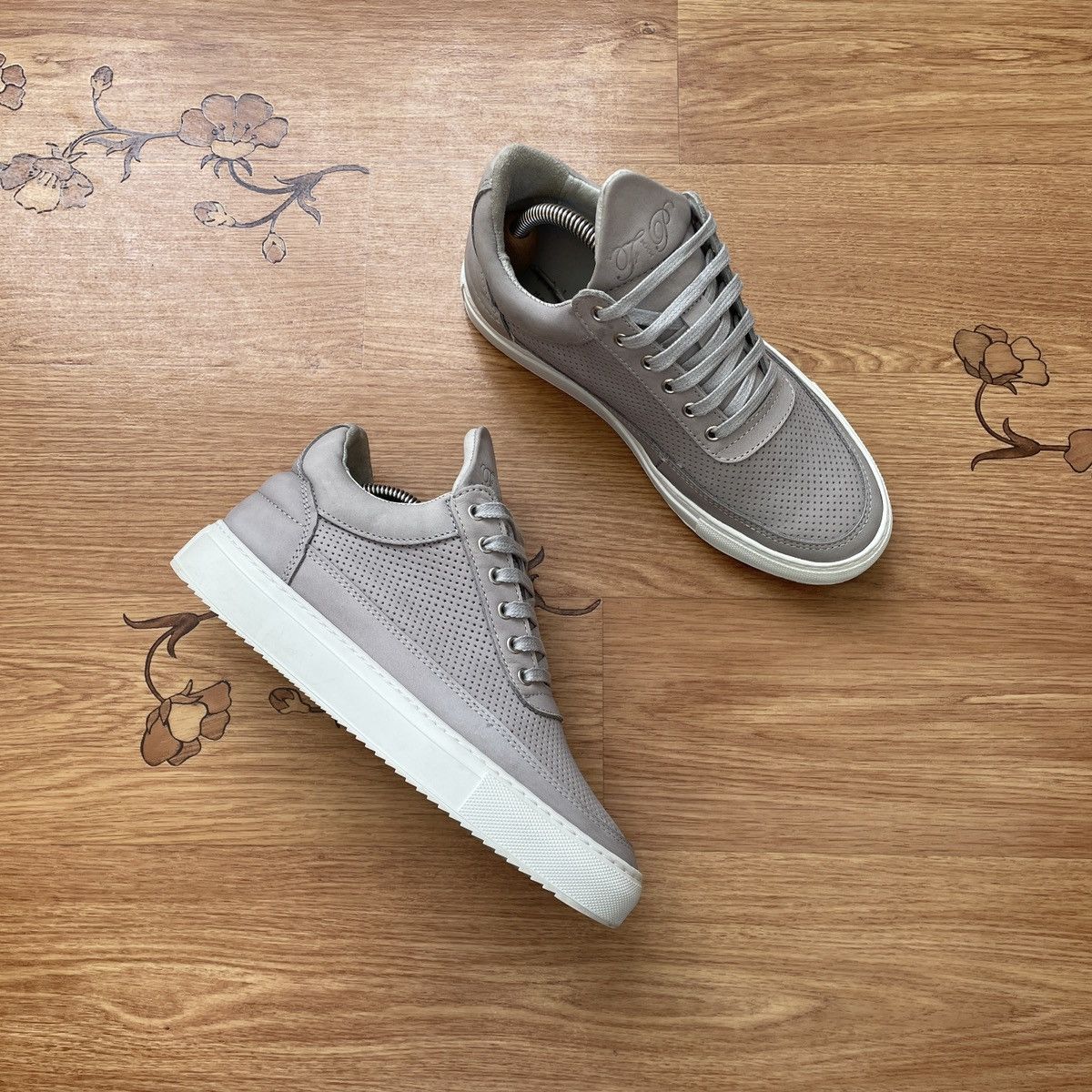 Filling Pieces Grey Low-Top Handmade Leather Sneakers