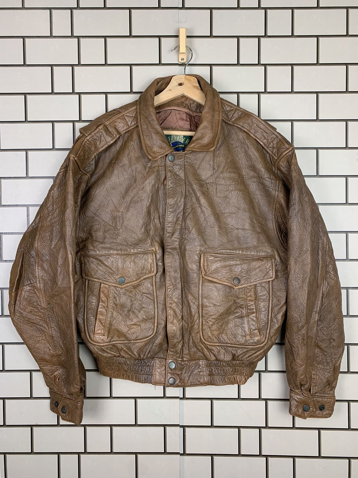 14th Addiction Vintage Japanese Brand Leather Bomber Jacket Size US L / EU 52-54 / 3 - 1 Thumbnail