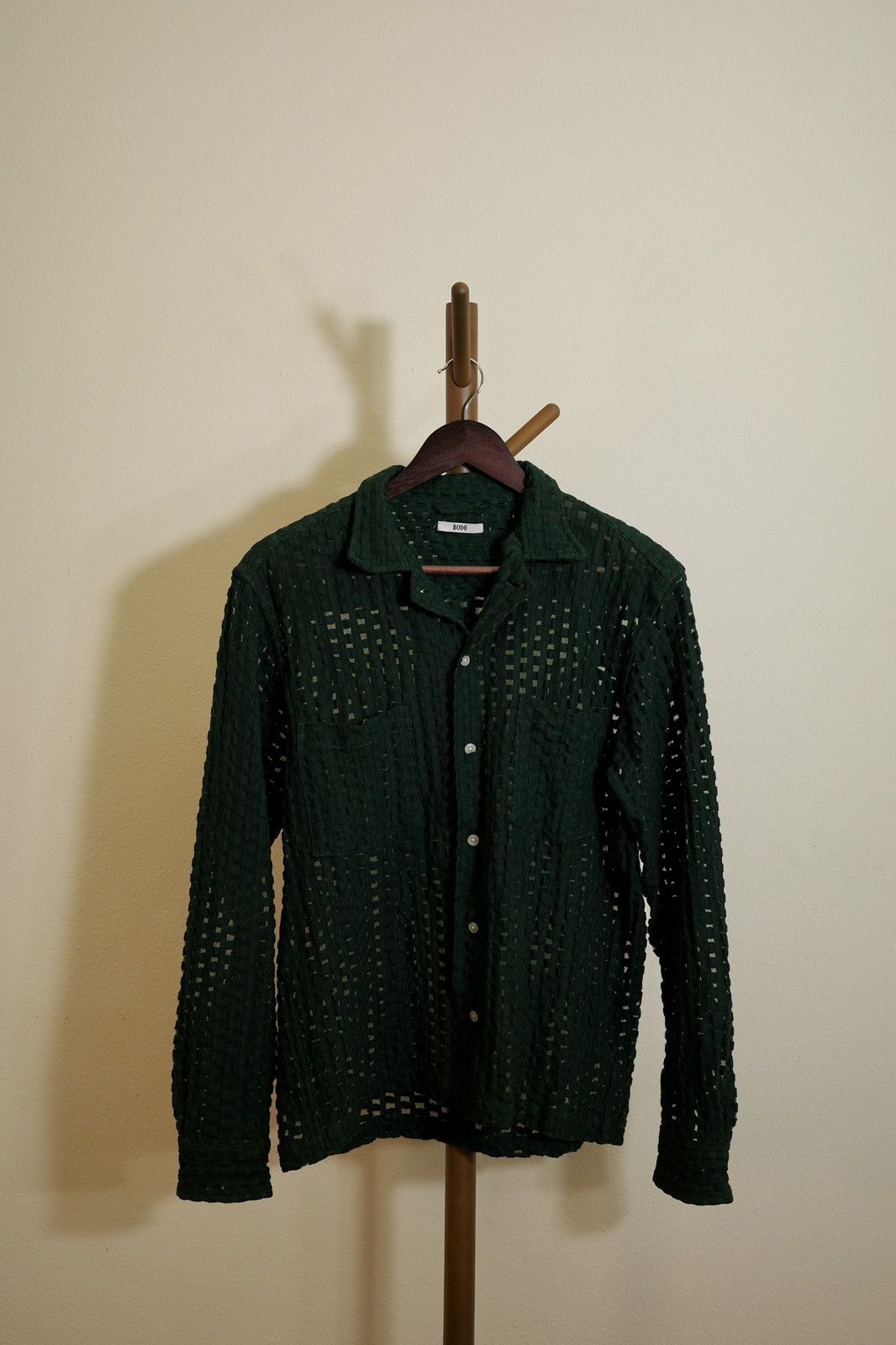 Bode Sheer Brick Lace Long Sleeve Shirt