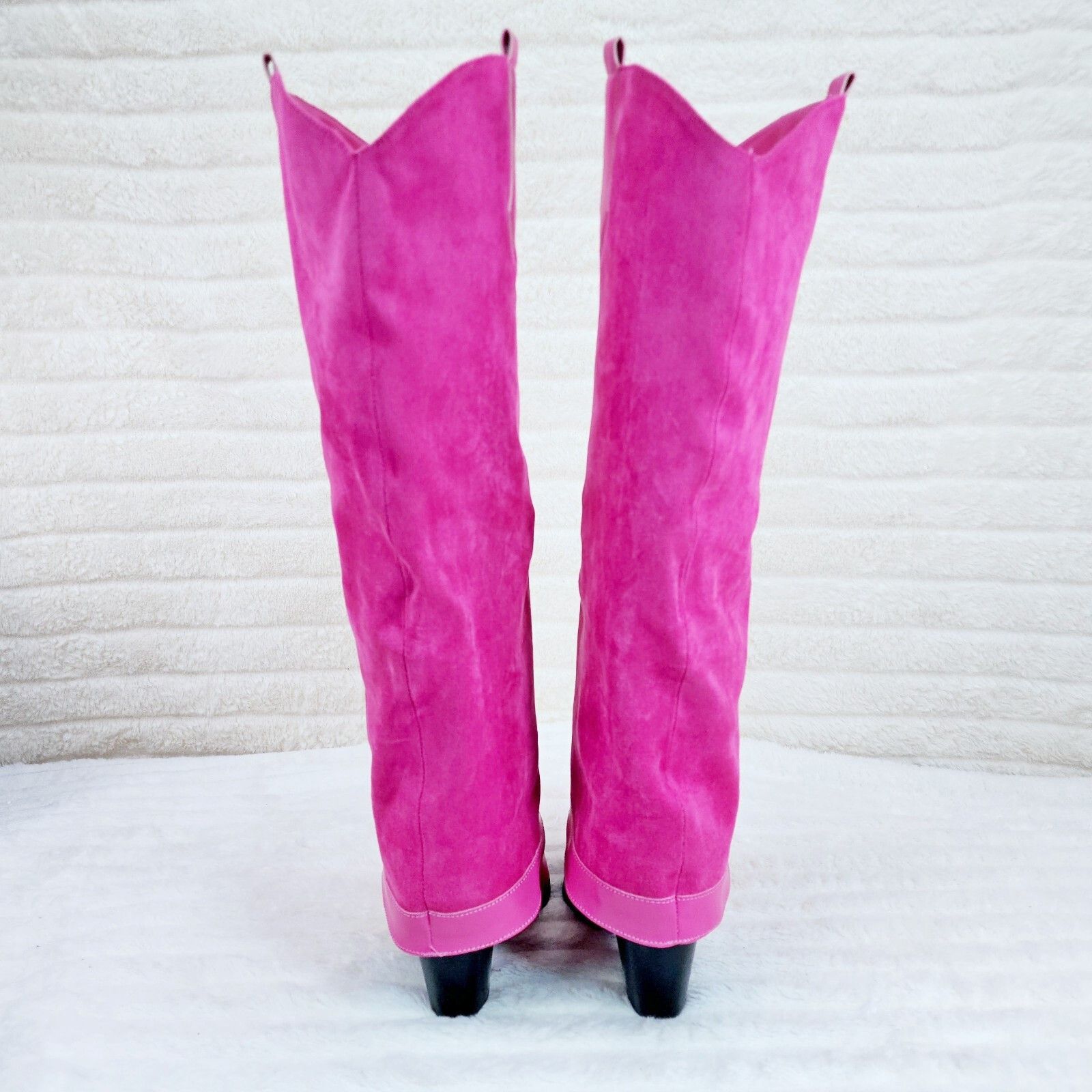 Other Branded Fuchsia Pink Skirted Fold Over Western Knee High Cow Size US 8 / IT 38 - 5 Thumbnail