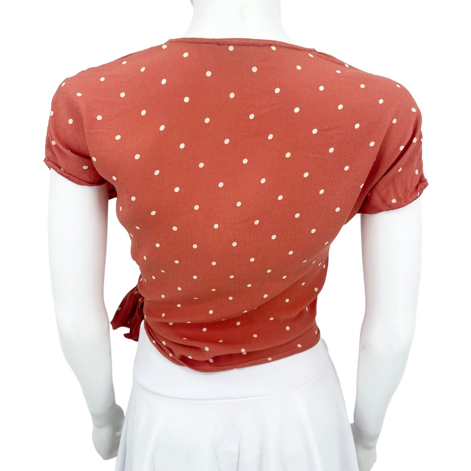 Madewell Madewell Women's XS Peach Sash-Tie Wrap Top in Polka Dot Size XS / US 0-2 / IT 36-38 - 6 Thumbnail