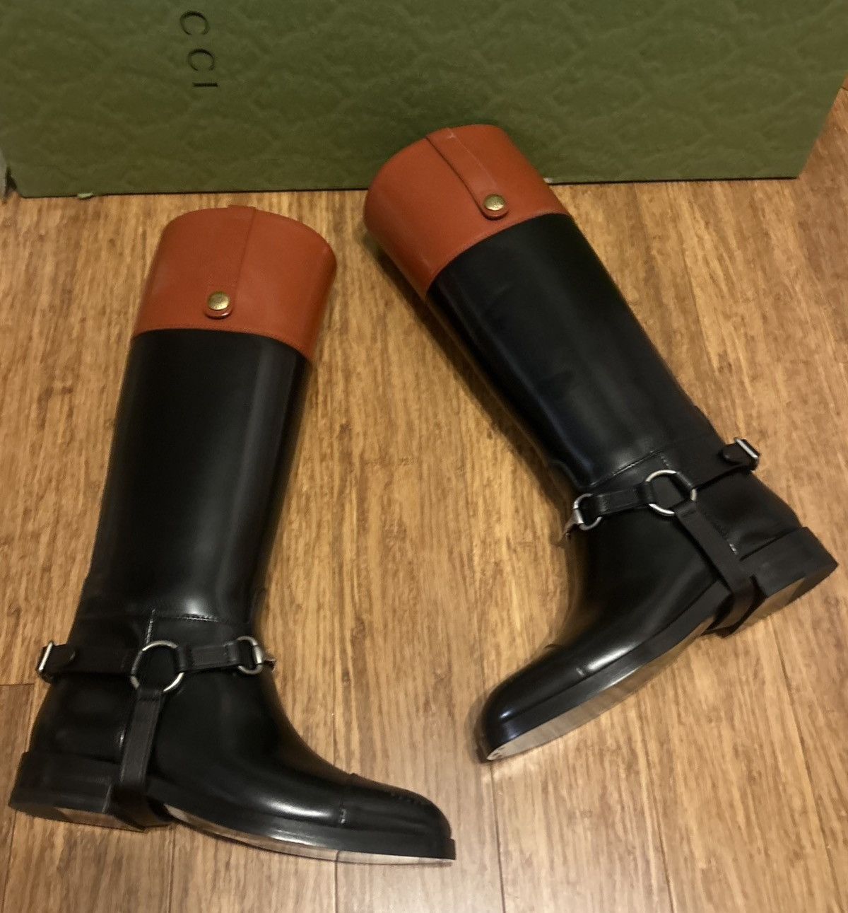 Gucci Gucci Calfskin Zelda Harness Riding Boots Black Amber Size US 6 / IT 36 - 2 Thumbnail