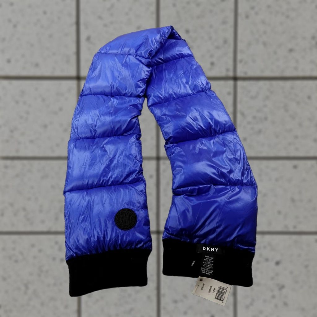 DKNY DKNY Scarf Womens One Size Blue Puffer Quilted Winter Neck Warmer Logo Knit Solid Size ONE SIZE - 1 Thumbnail