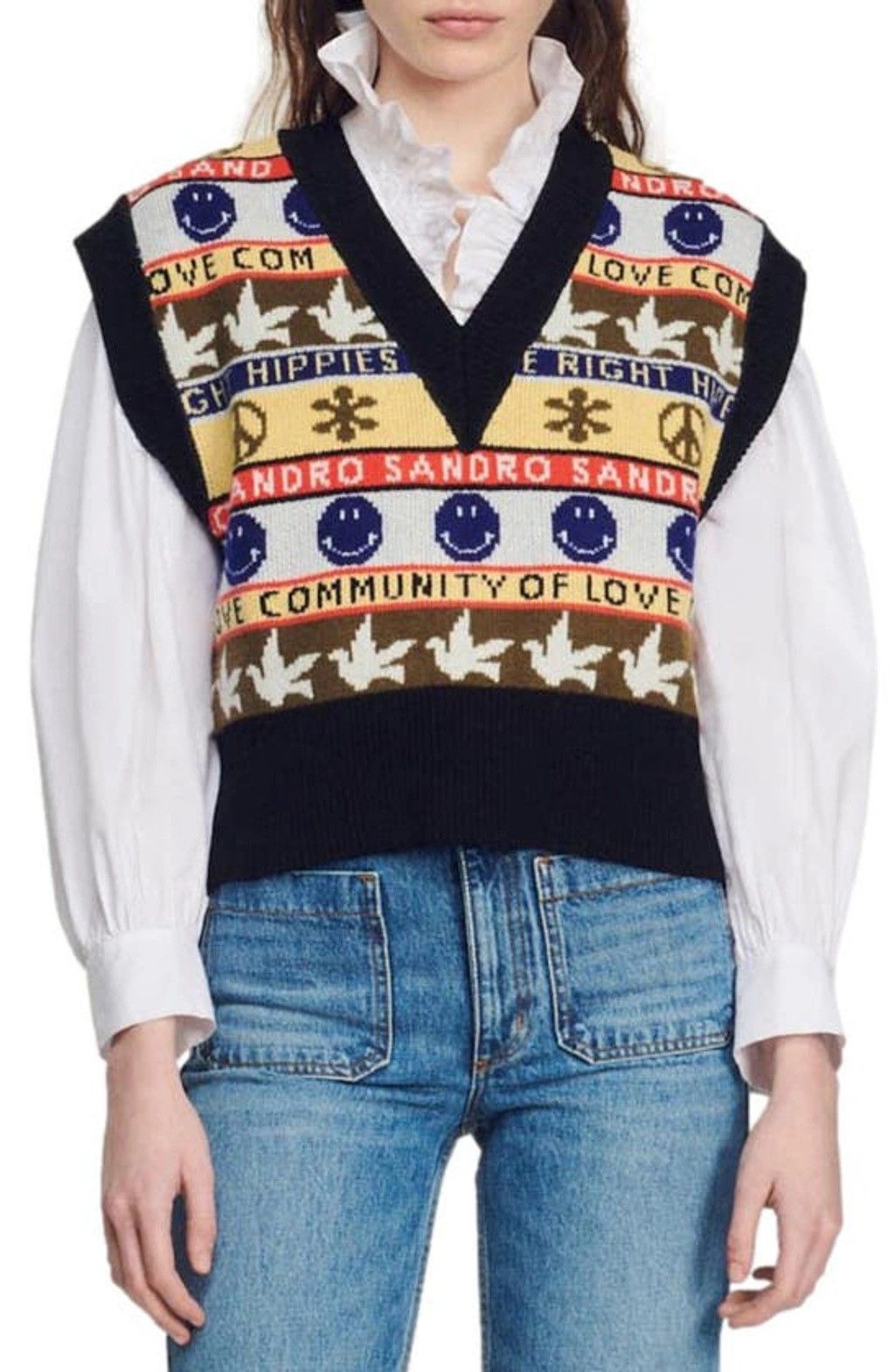 Sandro Sandro x Smiley Sleeveless Sweater With Motif Size M / US 6-8 / IT 42-44 - 12 Thumbnail
