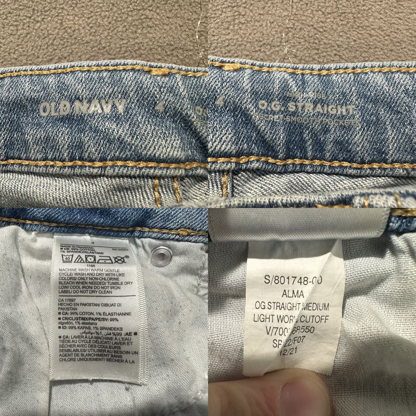 Old Navy Old Navy Jeans Womens 4 Blue Denim High Rise O.G. Straight Secret Smooth Pockets Jeans Size 27" / US 4 / IT 40 - 8 Thumbnail