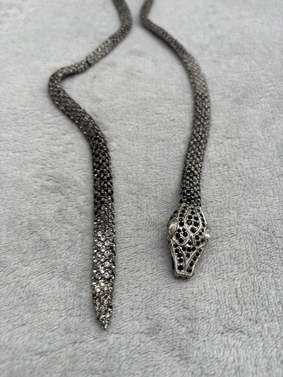 Valentino Valentino Snake Swarovski Crystal Silver Necklace Belt Size ONE SIZE - 10 Thumbnail