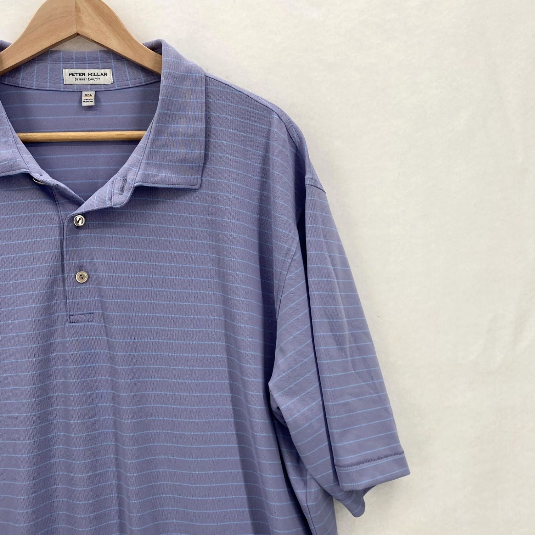 Peter Millar Peter Millar Polo Shirt Mens 2XL Purple Striped Performance Golf Short Sleeve Size US XXL / EU 58 / 5 - 2 Thumbnail