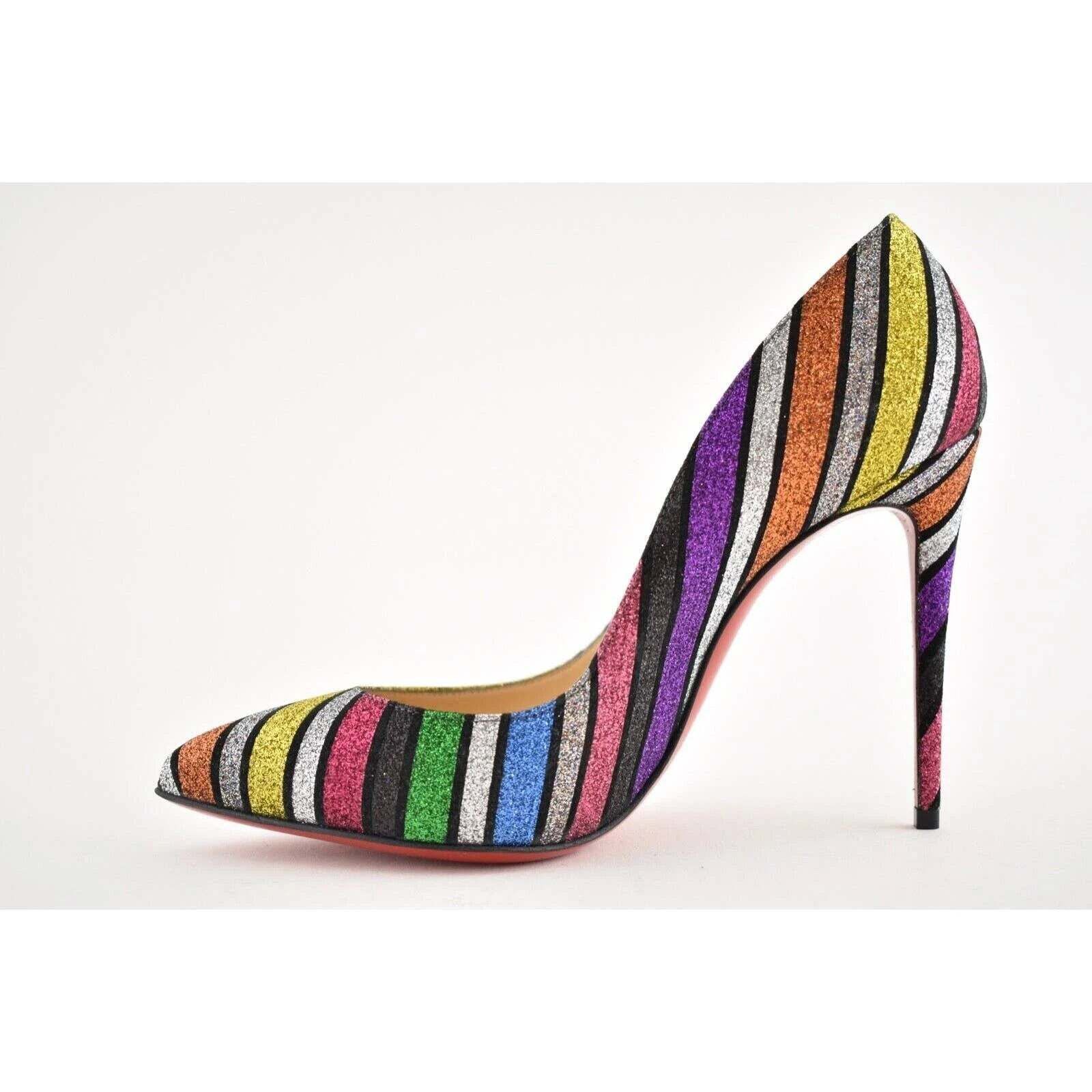 Christian Louboutin Christian Louboutin Pigalle Follies Stripy Glitter Stripe Size US 7 / IT 37 - 8 Thumbnail