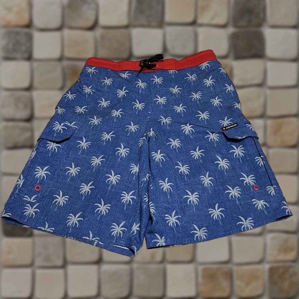 Airwalk VINTAGE AIRWALK Men’s Palm Tree Swim Shorts Trunks - Size M Elastic Waist Blue/Red Ocean Blue Mens Size US 31 - 1 Thumbnail