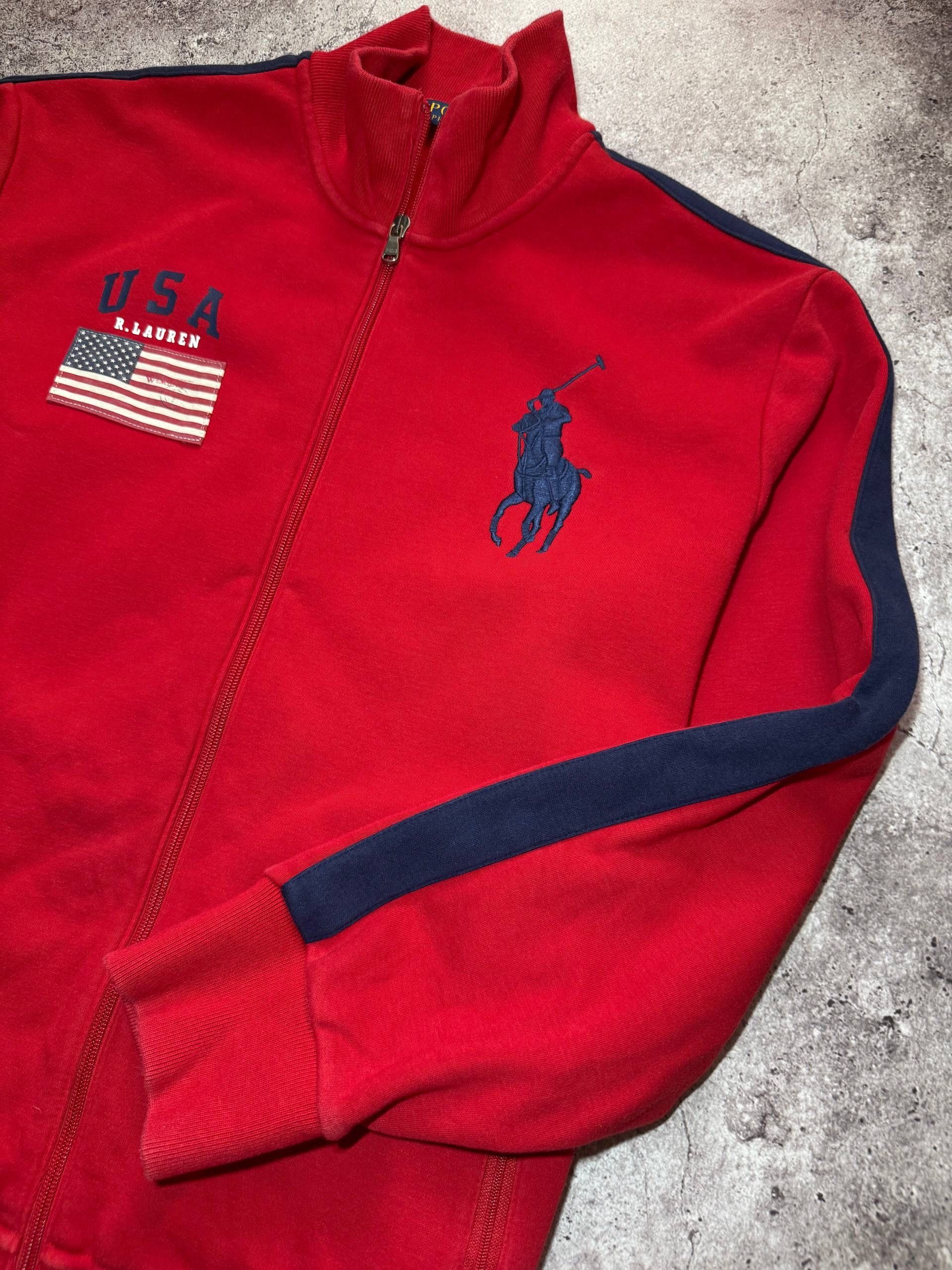 Polo Ralph Lauren Polo Ralph Lauren Vintage Red Zipped Sweatshirt USA Flag Size US L / EU 52-54 / 3 - 7 Thumbnail