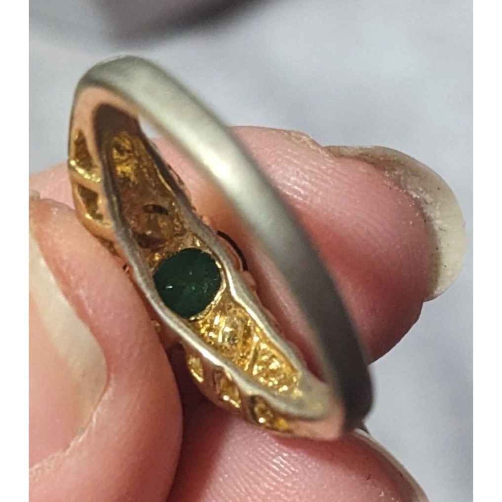 Other Elegant Mid Century Jewelry Concepts Gold Tone Ring With Gre Size ONE SIZE - 8 Thumbnail