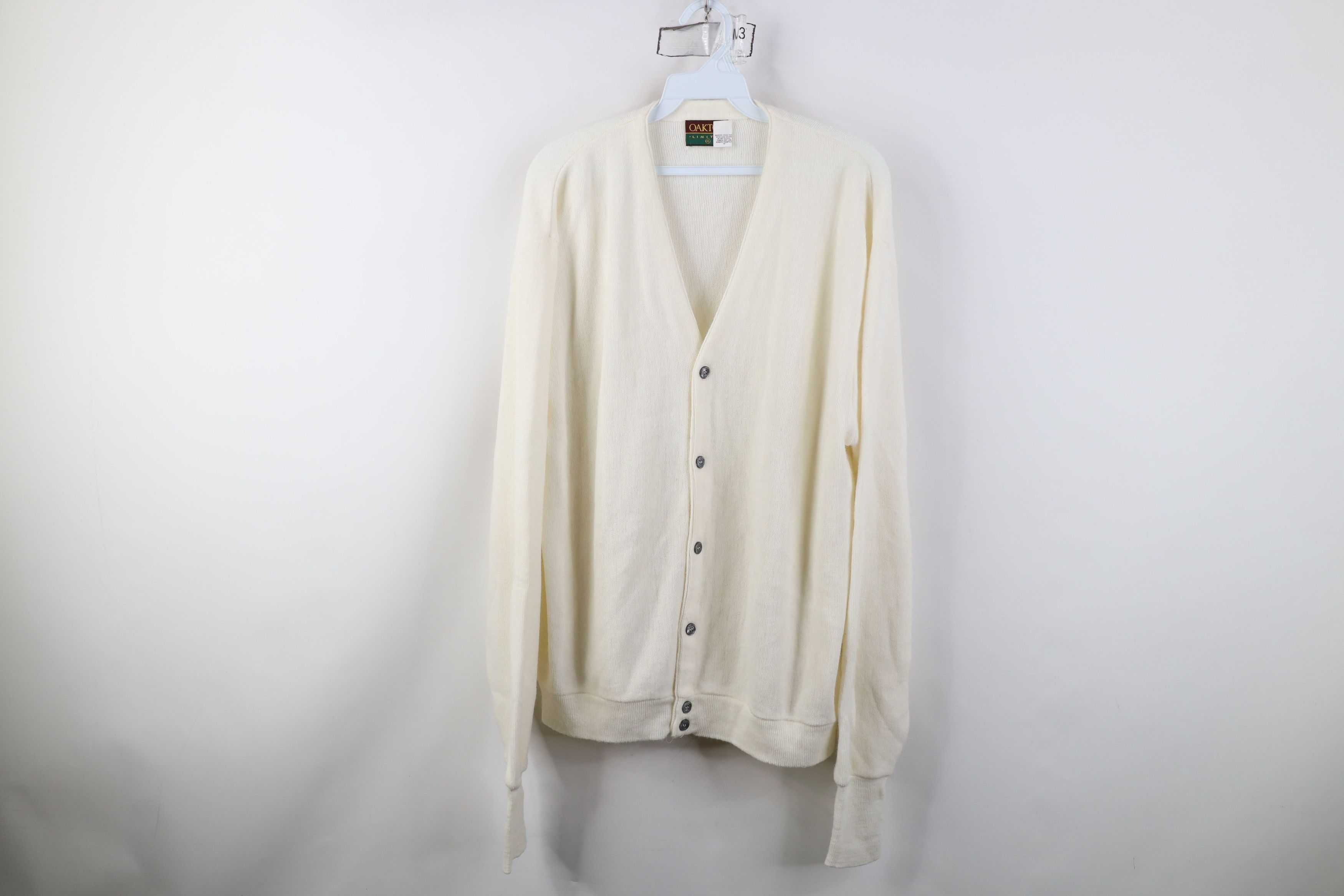 Vintage Vintage 70s Streetwear Knit Cardigan Sweater White USA Size US XL / EU 56 / 4 - 1 Thumbnail