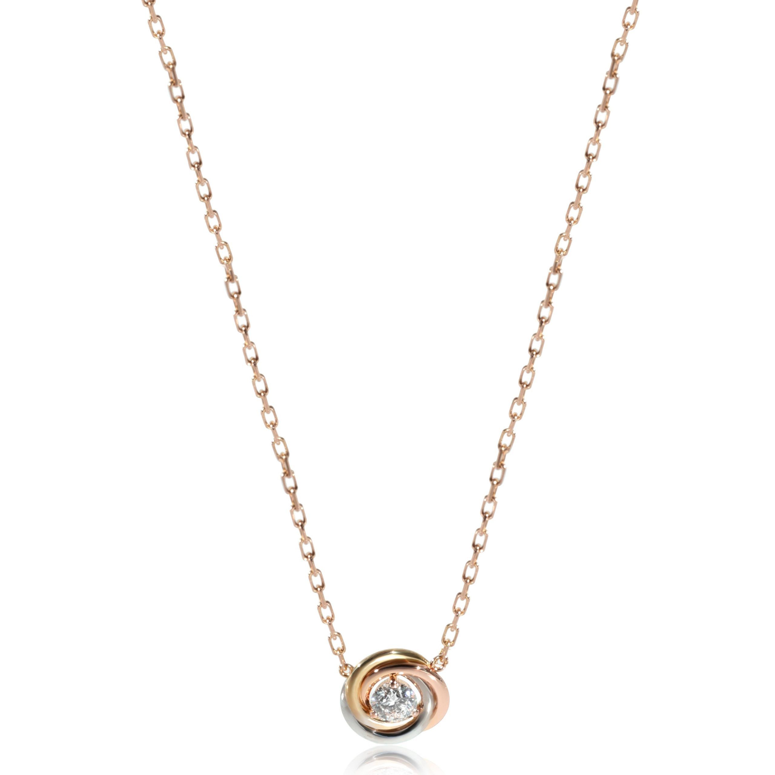 image of Cartier Trinity Diamond Necklace In 18K 3 Tone Gold 0.18 Ctw, Women's