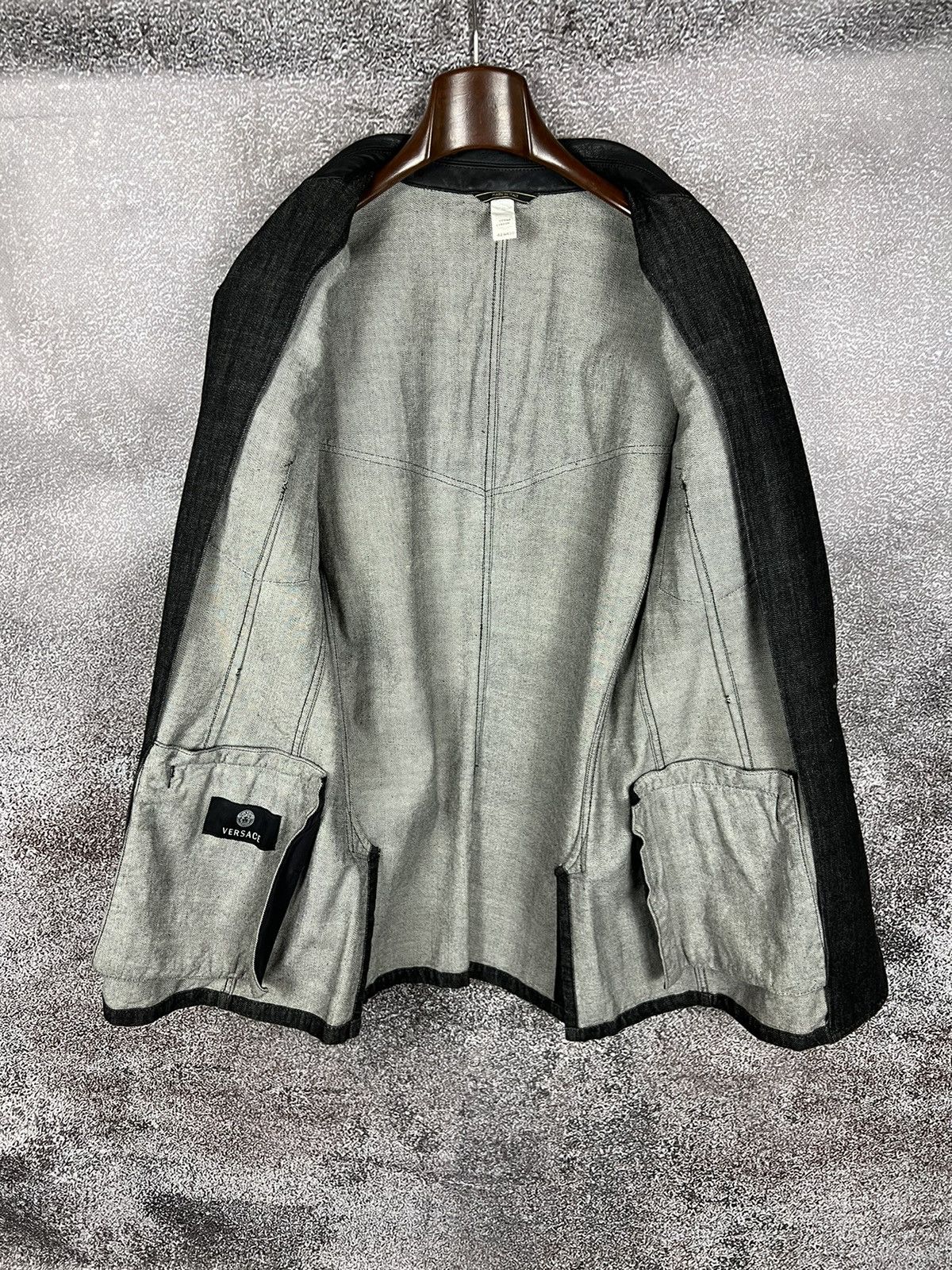 Versace Gianni Versace Leather Denim Blazer Jacket medusa coat Size US XL / EU 56 / 4 - 10 Thumbnail