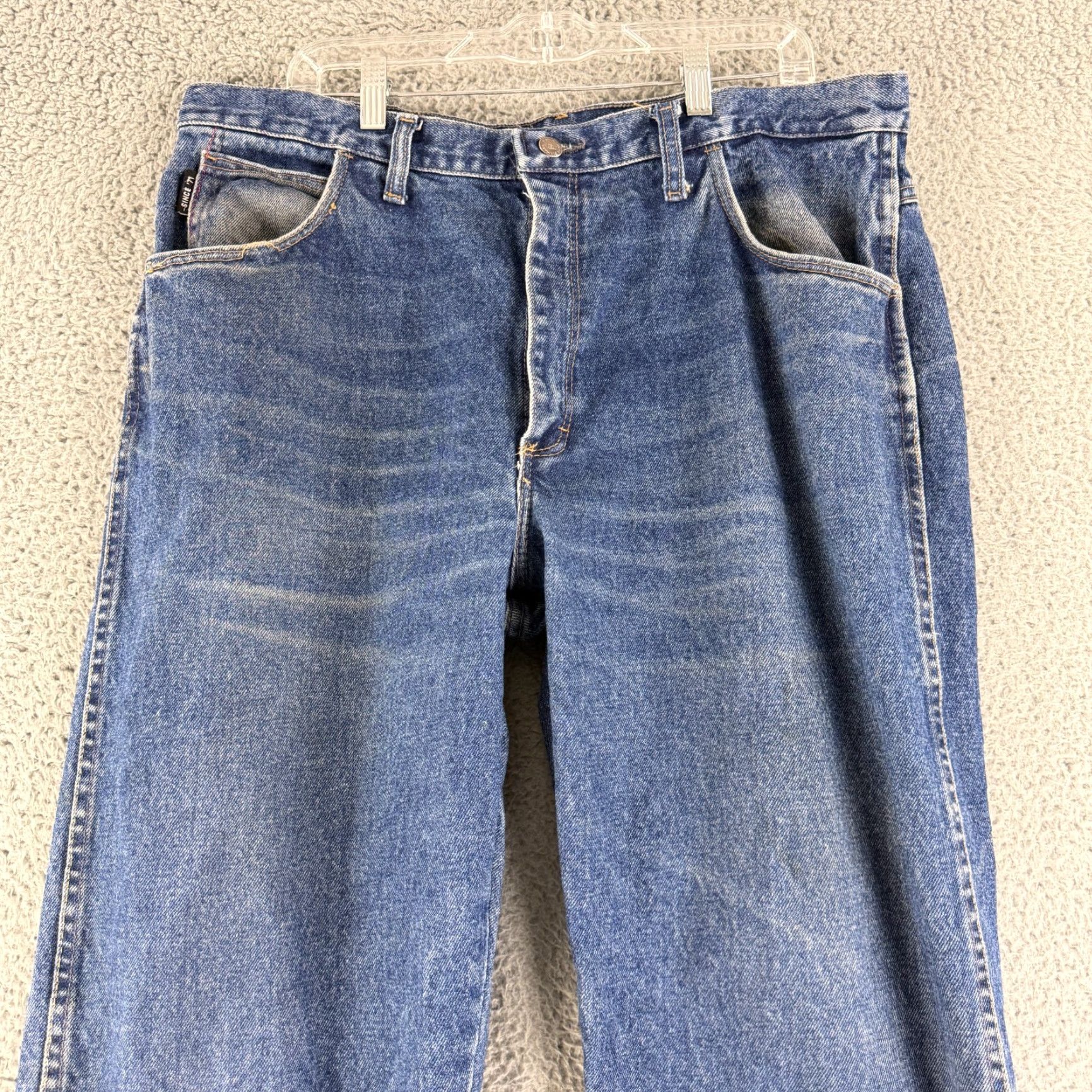 Denime Bulwark Jeans Mens 38 Blue Denim 100% Cotton Straight Leg Workwear Pants Regular Rise USA Logo City Size US 38 / EU 54 - 3 Thumbnail