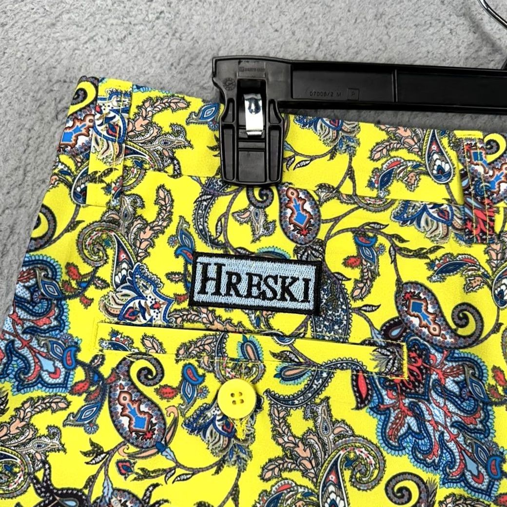 Vintage Hreski Shorts Mens 34 Yellow Paisley Performance Chino Golf Stretch Pockets NEW Size US 34 / EU 50 - 6 Thumbnail