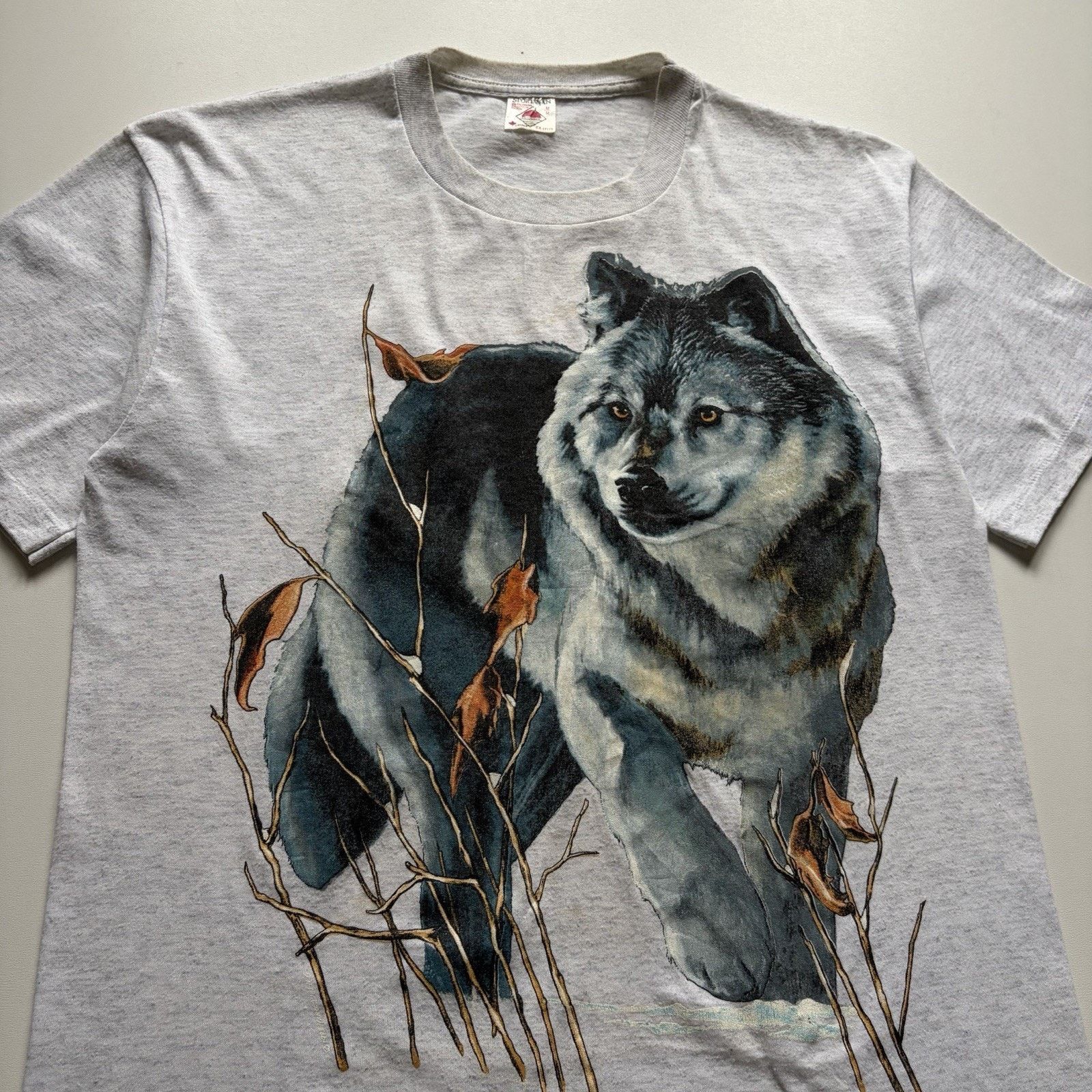 Vintage Vintage 90s Wolf Wildlife Animal Art Shirt Medium Gray Rare Size US M / EU 48-50 / 2 - 2 Thumbnail