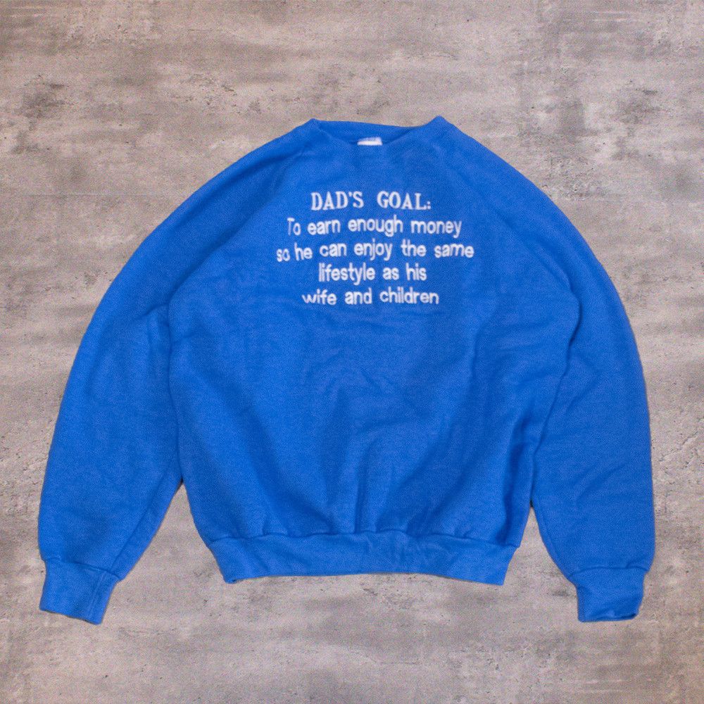 Fruit Of The Loom × Vintage Vintage 1990’s Dad’s Goal’s Raglan Blue Crewneck Sweater Size US L / EU 52-54 / 3 - 1 Thumbnail