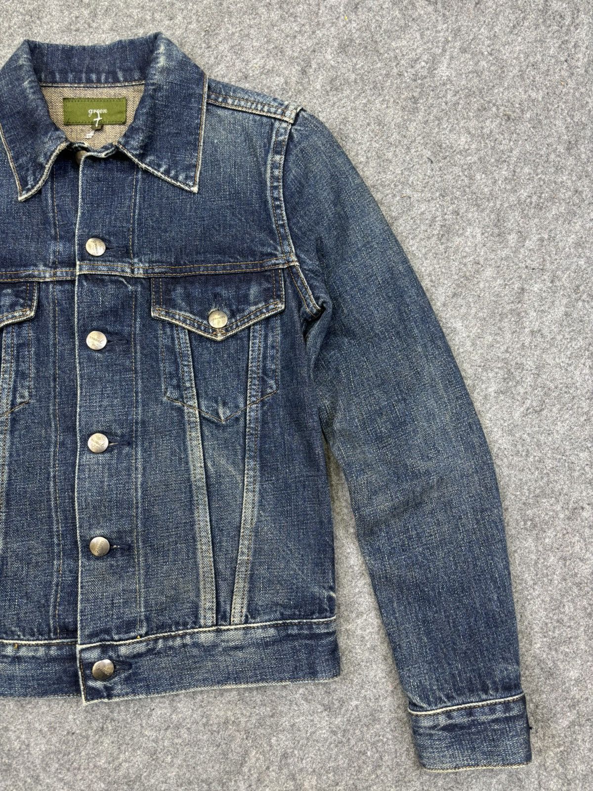Japanese Brand 💥Selvedge Trucker💥green Selvedge Type 3 Trucker F817 Size US XXS / EU 40 - 3 Thumbnail