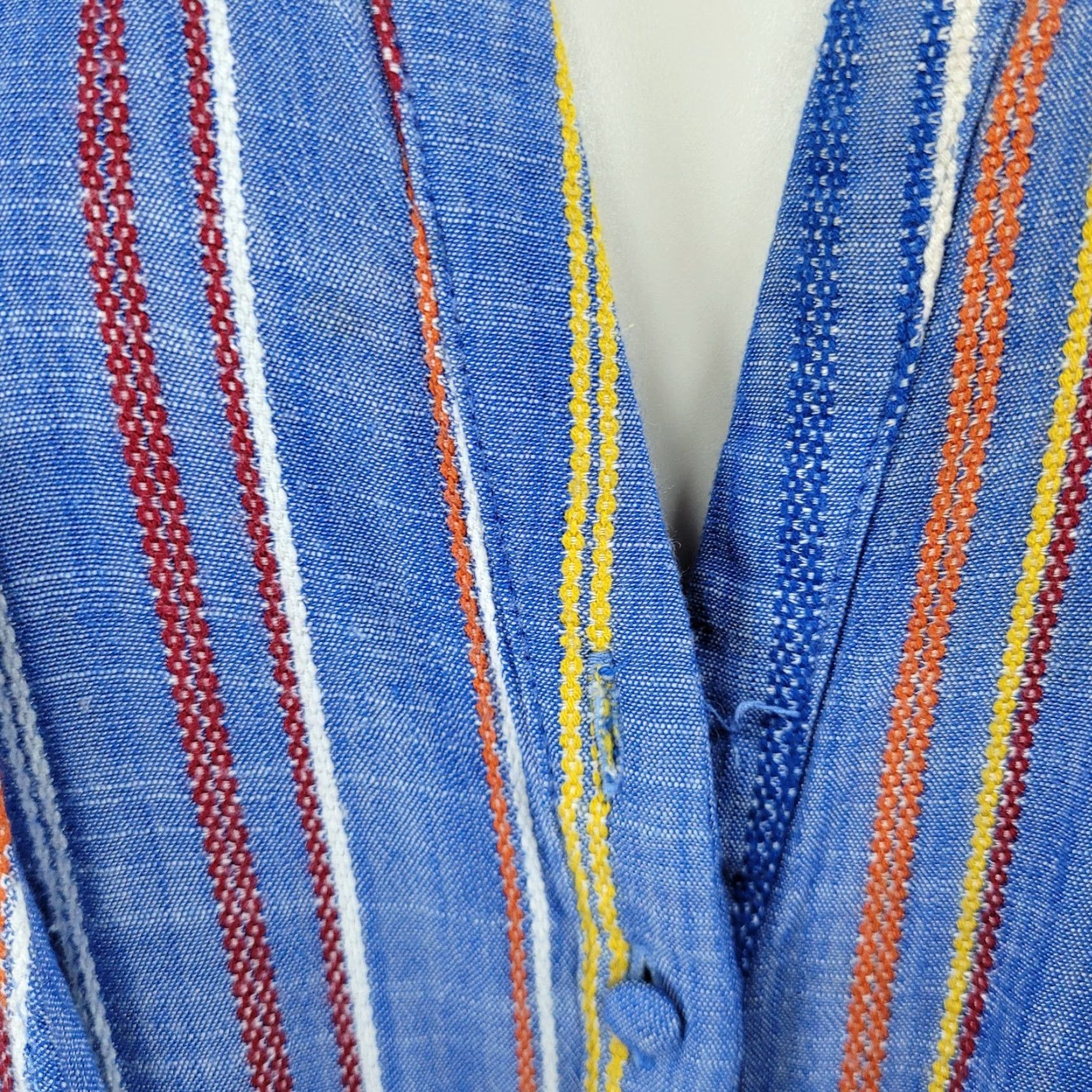 Vintage VINTAGE Adelyn Rae Striped Short Sleeve Romper M Blue Crochet Trim Front Tie Puff Sleeve V-Neck Casual Womens Size 32" / US 10 / IT 46 - 5 Thumbnail