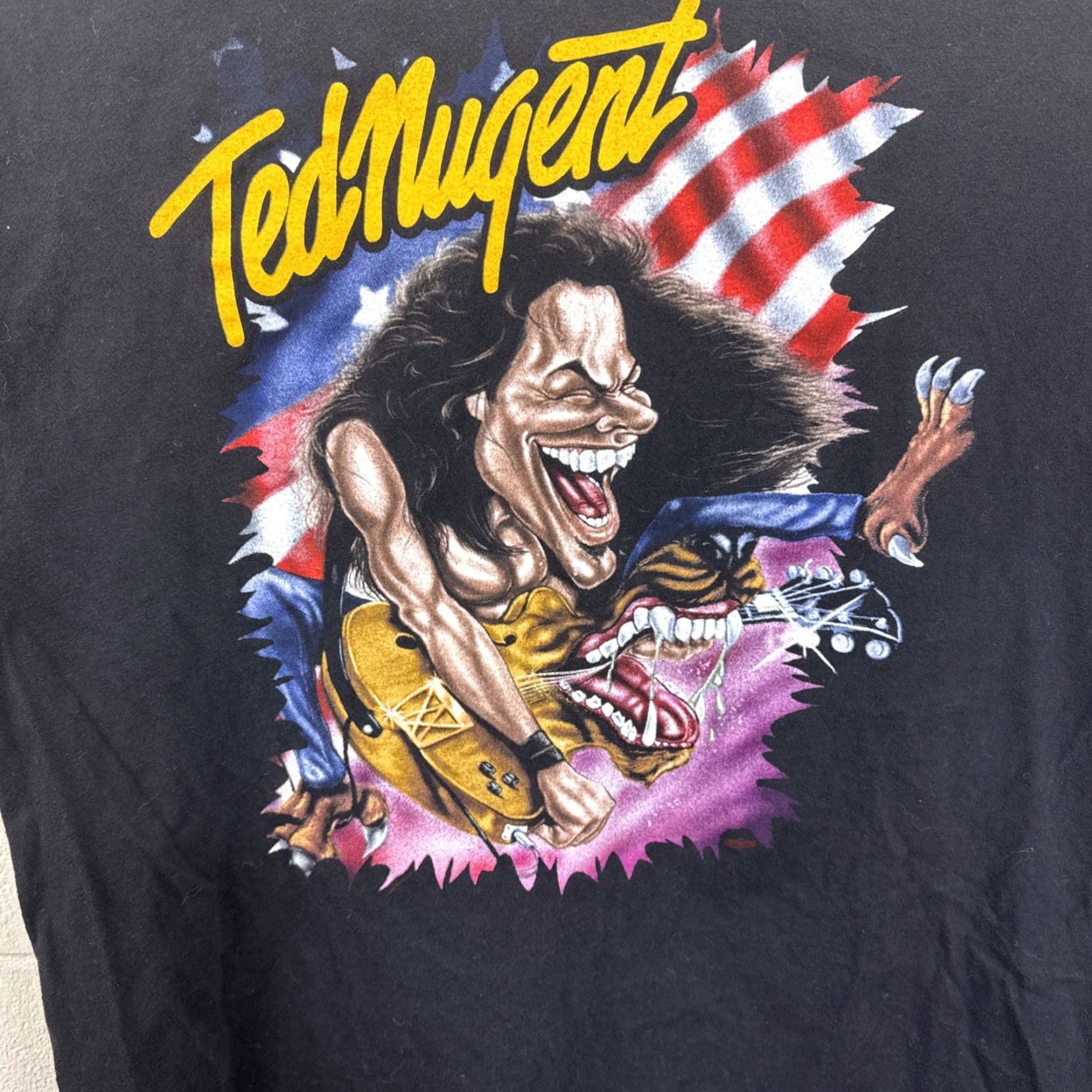 Vintage VINTAGE Winterland 90s Ted Nugent Whiplash Bash XL Black Censored T-Shirt Size US XL / EU 56 / 4 - 2 Thumbnail