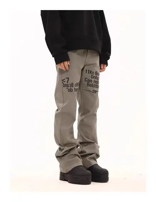 Japanese Brand Vintage street slogan embroidered micro flare casual pants Size US 30 / EU 46 - 3 Thumbnail