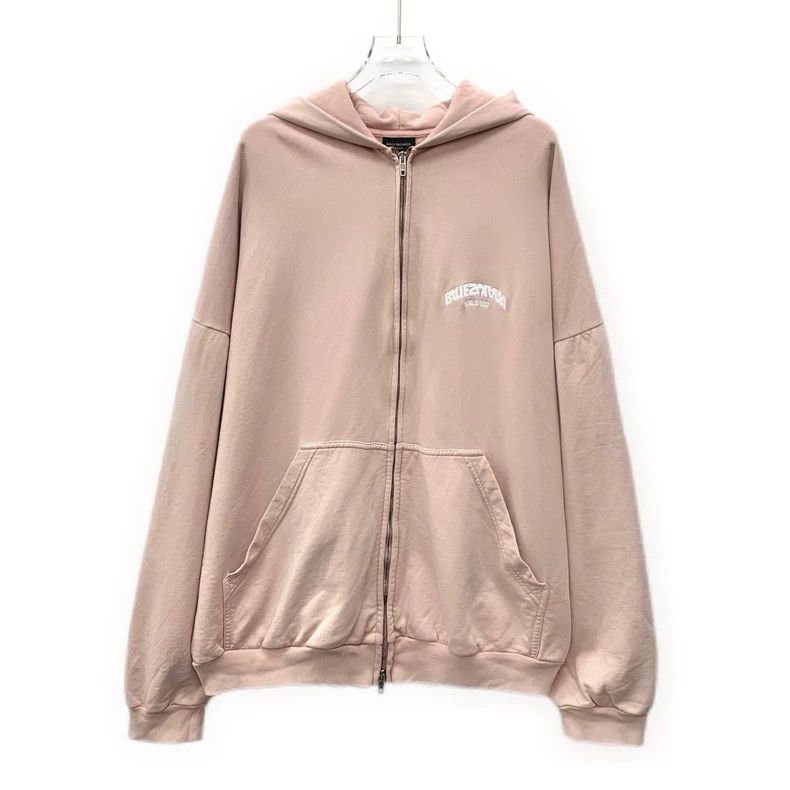Balenciaga Balenciaga Pink logo monogrammed embroidered cotton hooded Size US L / EU 52-54 / 3 - 1 Thumbnail