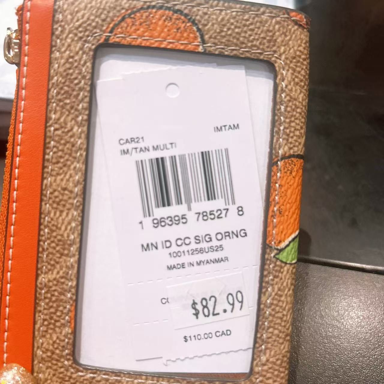 Coach Mini Skinny Id Case With Orange Print CAR21 Size ONE SIZE - 3 Thumbnail