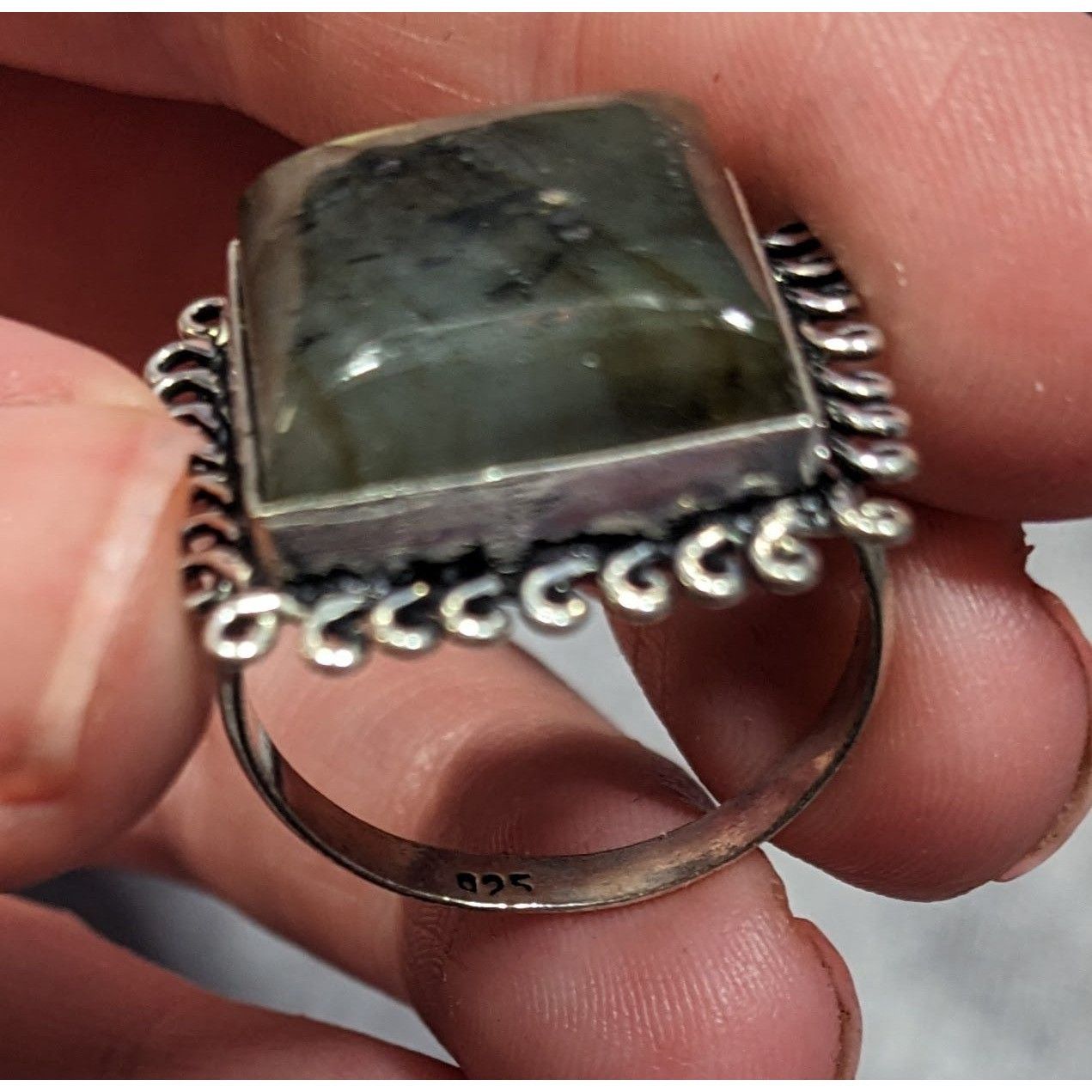 Other Whimsical Labradorite Square Cut Sterling Silver Ring Size 1 Size ONE SIZE - 8 Thumbnail