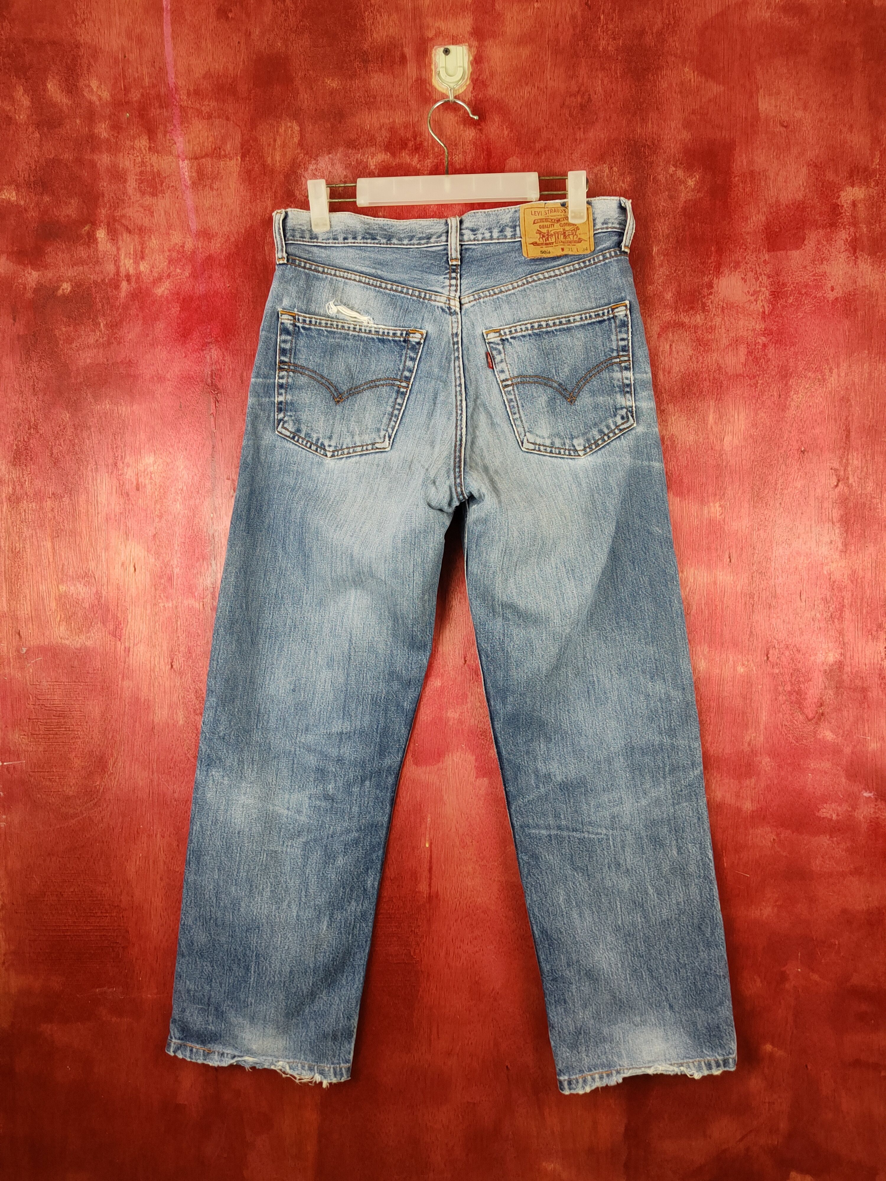 Japanese Brand Levi's Blue Distressed Ripped Jeans #S1671 Size US 31 - 8 Thumbnail