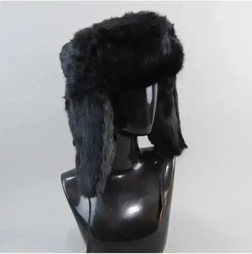 Other Warm Natural Rabbit Fur Bomber Hat With Earflaps Size ONE SIZE - 7 Thumbnail
