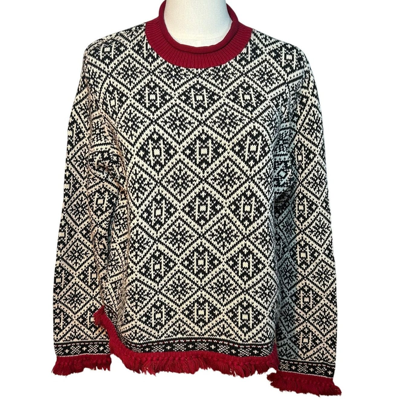 Talbots VTG 90s Talbots Large Winter Chalet Snowflake Fringe Sweater Size L / US 10 / IT 46 - 1 Thumbnail