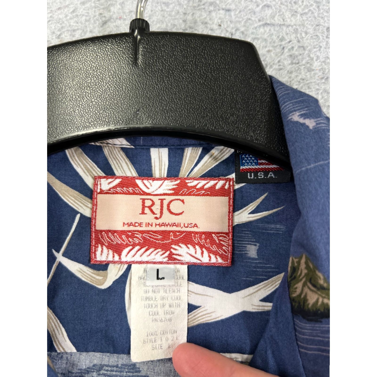 Vintage RJC Shirt Men Large Blue Floral Bamboo Island Pattern 100% Cotton Hawaiian Beach Size US L / EU 52-54 / 3 - 3 Thumbnail