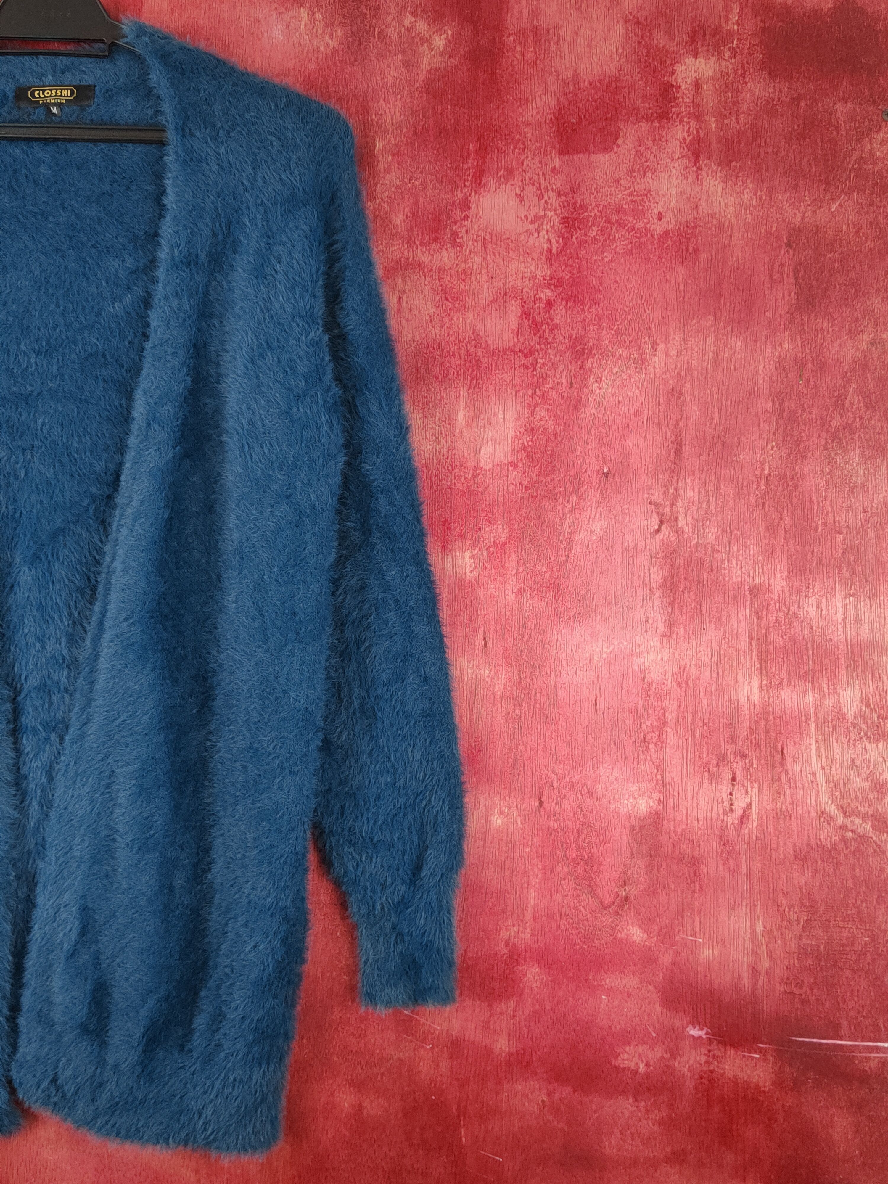 Aran Isles Knitwear Closshi Turquoise Shag Shaggy Fur Mohair Knitwear #S1903 Size M / US 6-8 / IT 42-44 - 5 Thumbnail