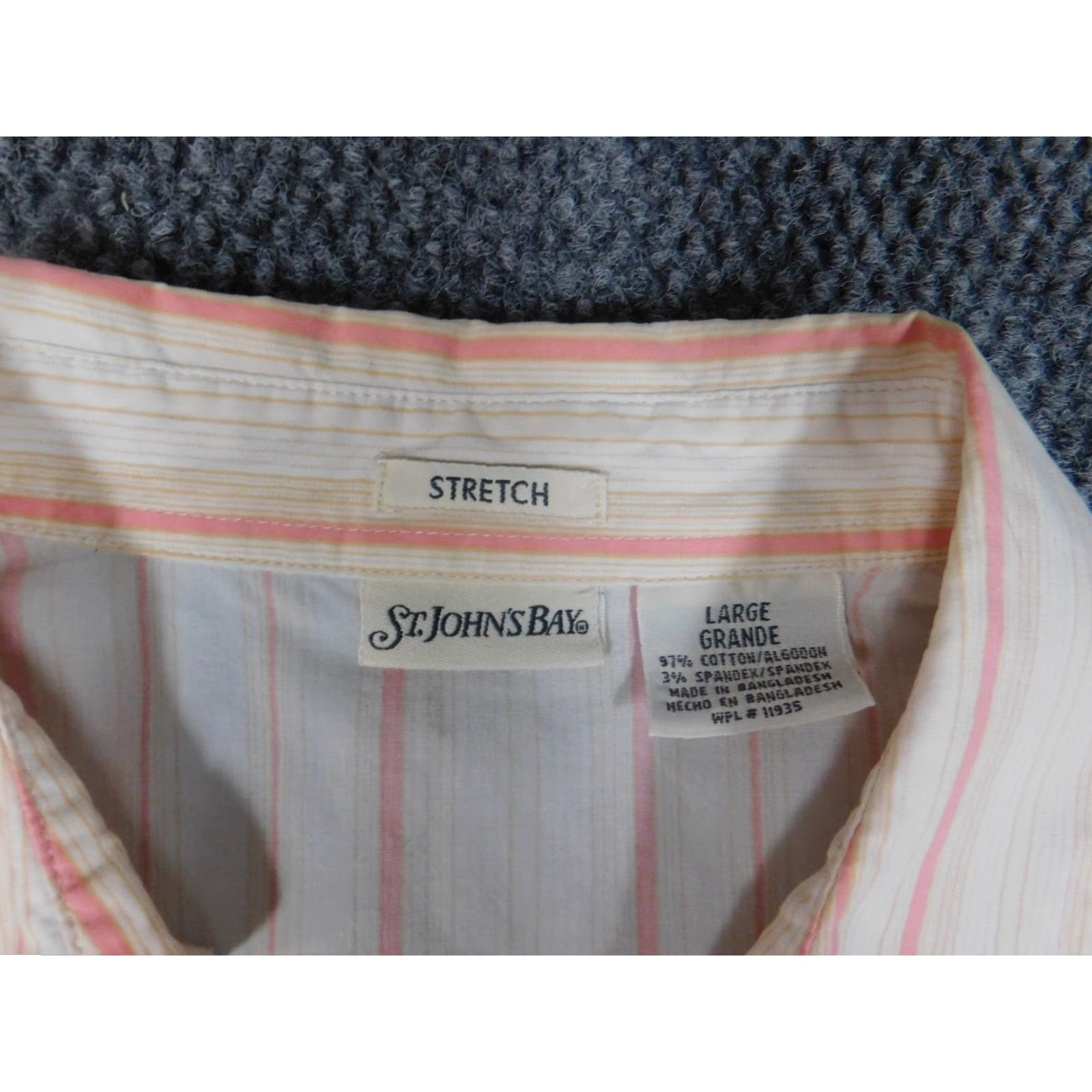 Vintage St. John's Bay Womens Blouse L Pink Striped Button Down Regular Collar Cotton Rayon Casual Sleeve Long Button Accents Size L / US 10 / IT 46 - 4 Thumbnail