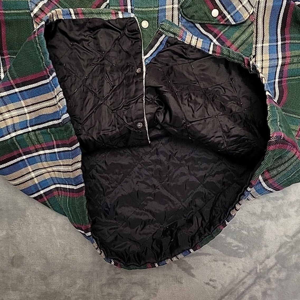 Vintage VINTAGE Five Brother Flannel Shirt Jacket Mens L Green Plaid Quilted Lined Workwear Grunge Size US L / EU 52-54 / 3 - 7 Thumbnail