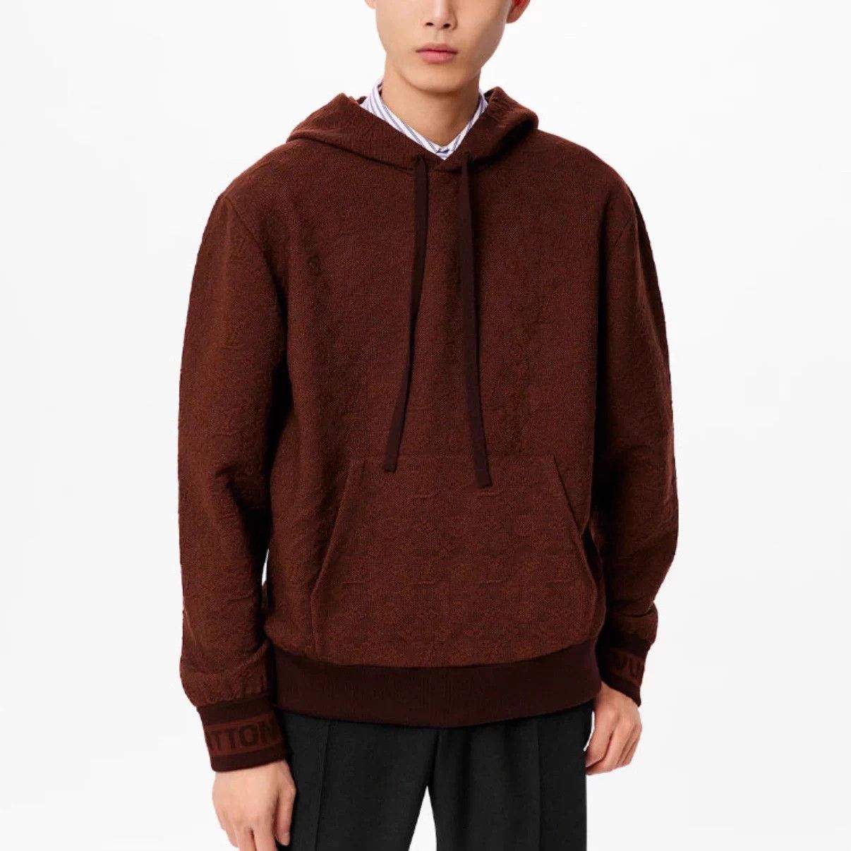 Louis Vuitton LV Brown Monogram Print Cuff Letter Logo Hoodie L Size US L / EU 52-54 / 3 - 8 Thumbnail