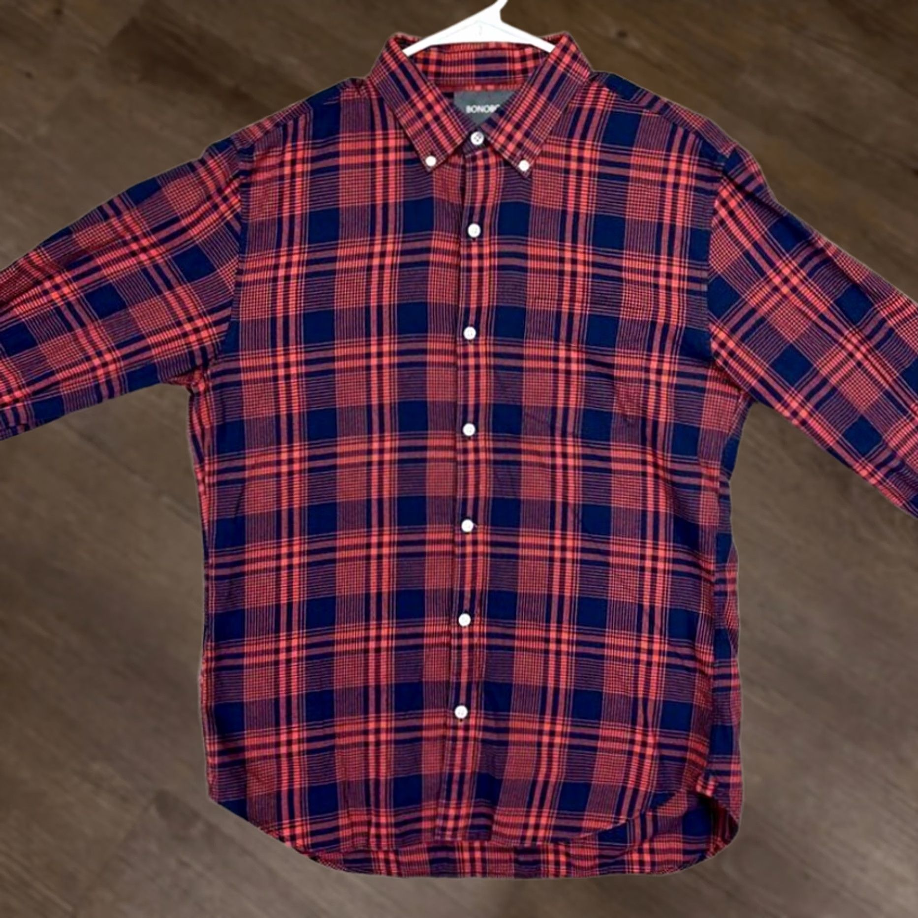 Bonobos Bonobos Button Down Shirt Men Slim Fit Long Sleeve Red Plaid Tartan 100% Cotton Button-Up Adult Medium Size US M / EU 48-50 / 2 - 1 Thumbnail