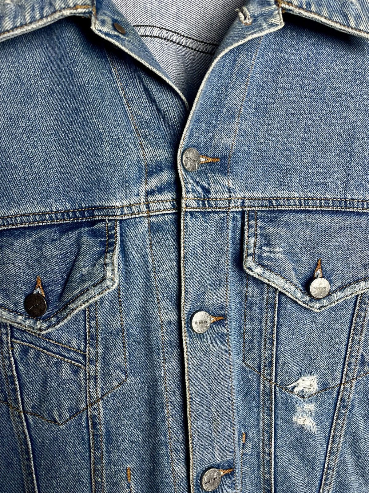 Diesel Diesel Mens Blue "D-Robyn" Distressed Denim Jacket Size US L / EU 52-54 / 3 - 4 Thumbnail