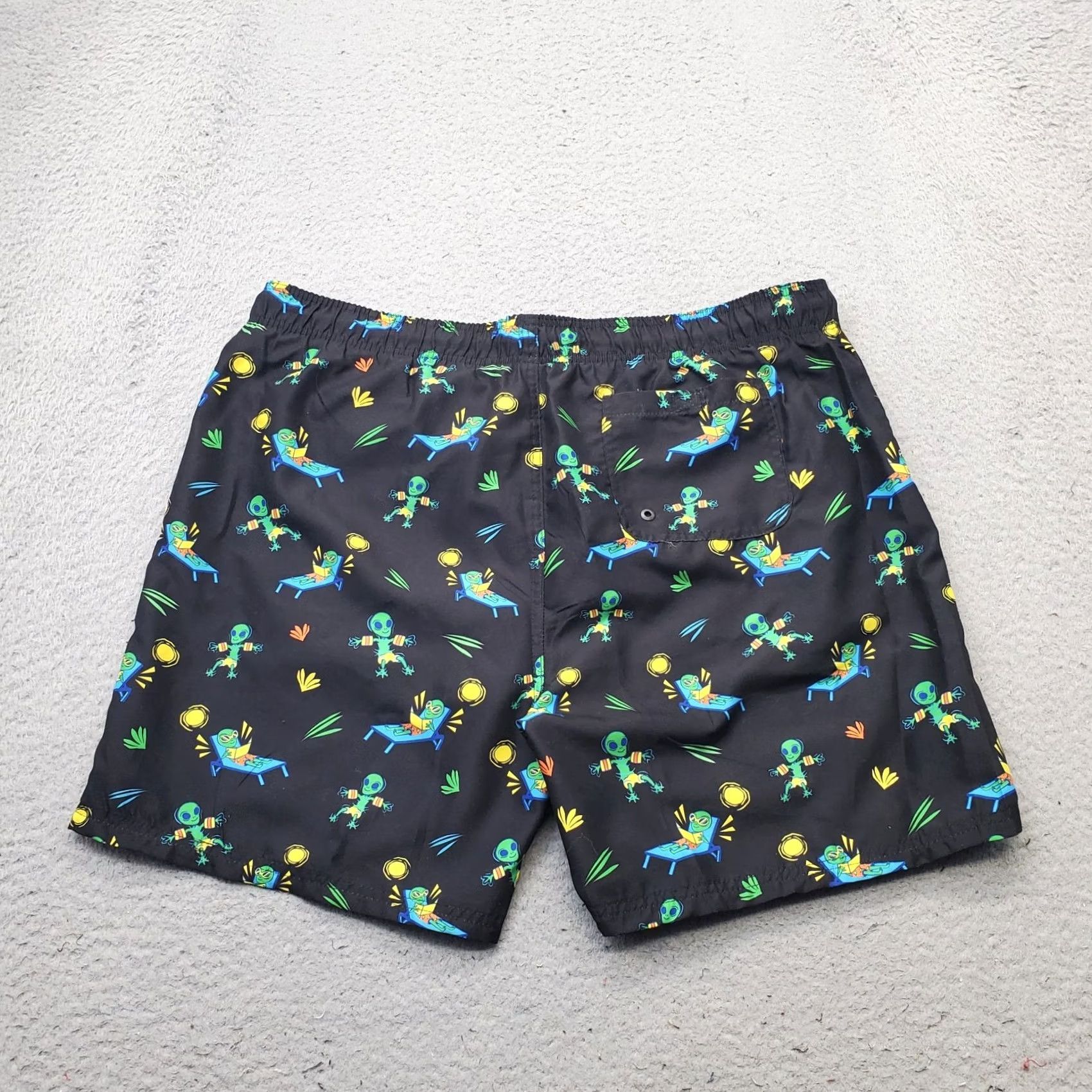 Burnside Burnside Mens Swim Trunk Shorts XXL Multicolor Alien Print Stretch Drawstring Trunks Size US 39 - 2 Thumbnail