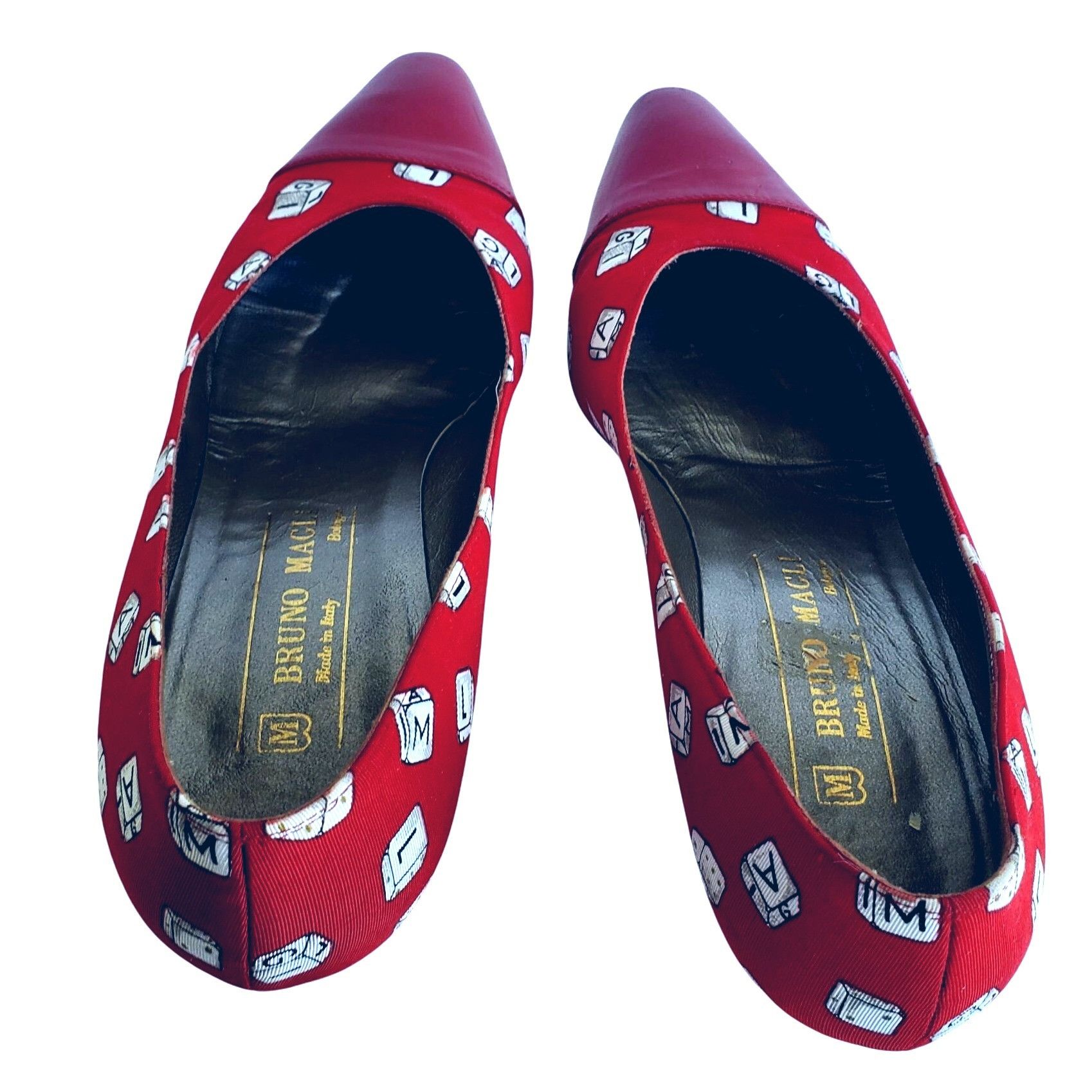 Bruno Magli Bruno Magli 80s Vintage Red Heels 7.5 Novelty Dice Leather C Size US 7.5 / IT 37.5 - 6 Thumbnail