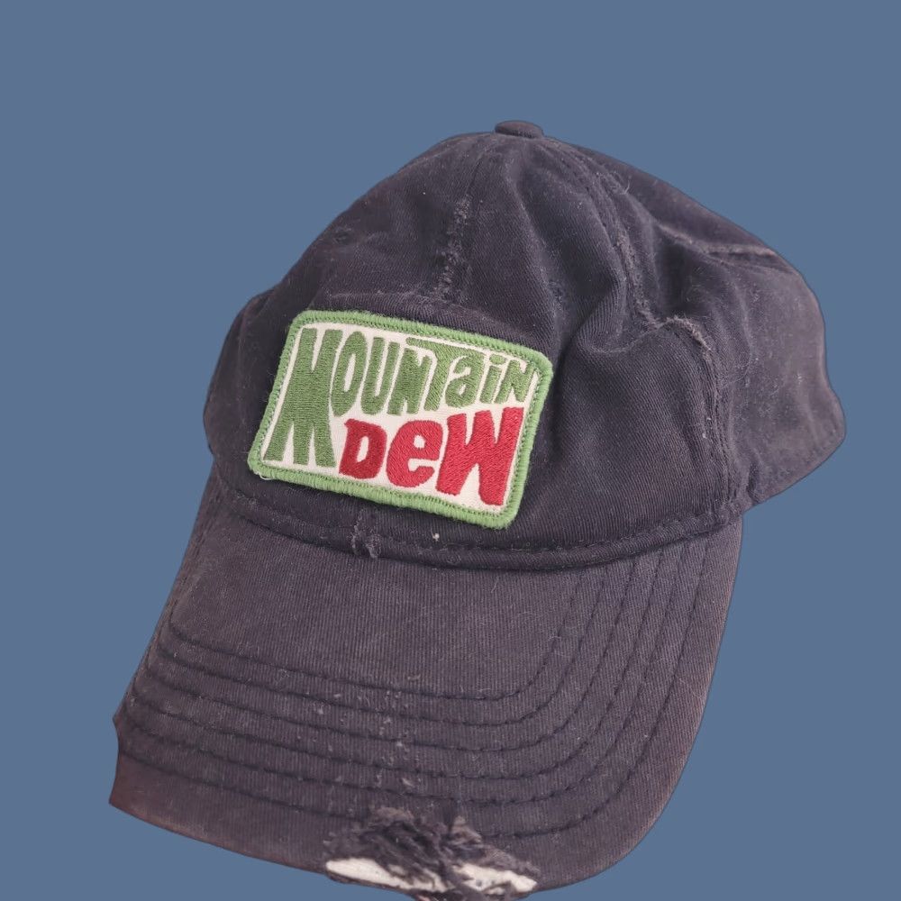 Logo 7 Mountain Dew Hat One Size Brown Distressed Logo Stretch Fitted Mens Baseball Cap Kid? Size ONE SIZE - 1 Thumbnail