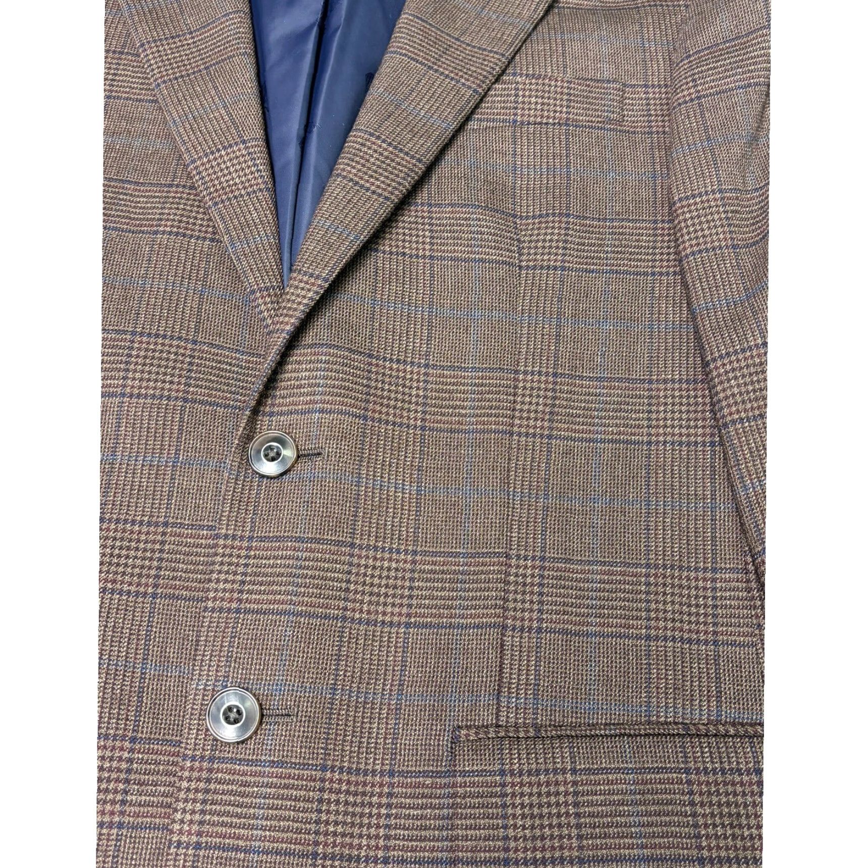 Vintage VINTAGE JOS A Bank 1905 Mens Brown Windownpane Plaid Wool Blend Tailored Fit Sport Coat 38 Regular Mens Clothing Size 38R - 2 Thumbnail