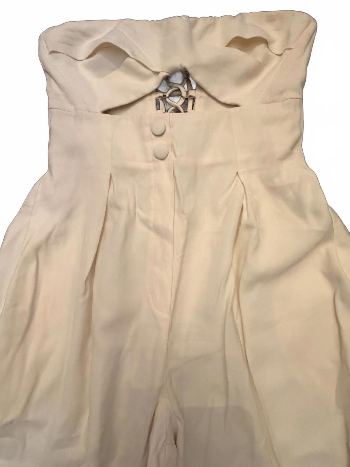 Other Sabina Musayev Rosa Cream Jumpsuit with Cutout and Lace-Up Size ONE SIZE - 4 Thumbnail