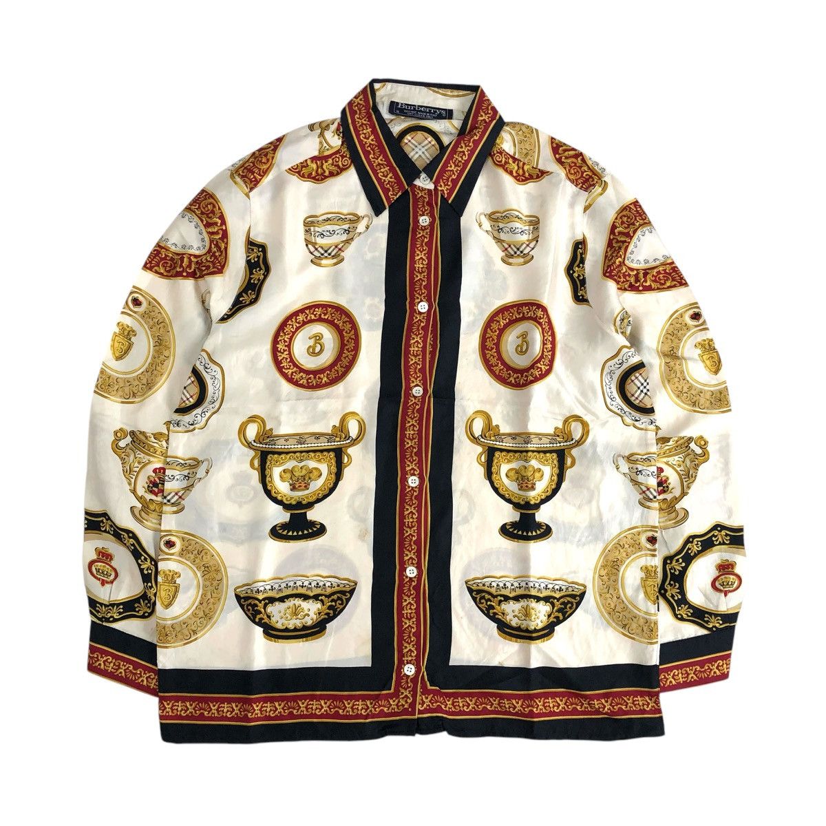 Burberry × Vintage Rare🔥 Vintage Burberrys Silk Holi Grail Shirt Like a Vercase Size US S / EU 44-46 / 1 - 1 Thumbnail